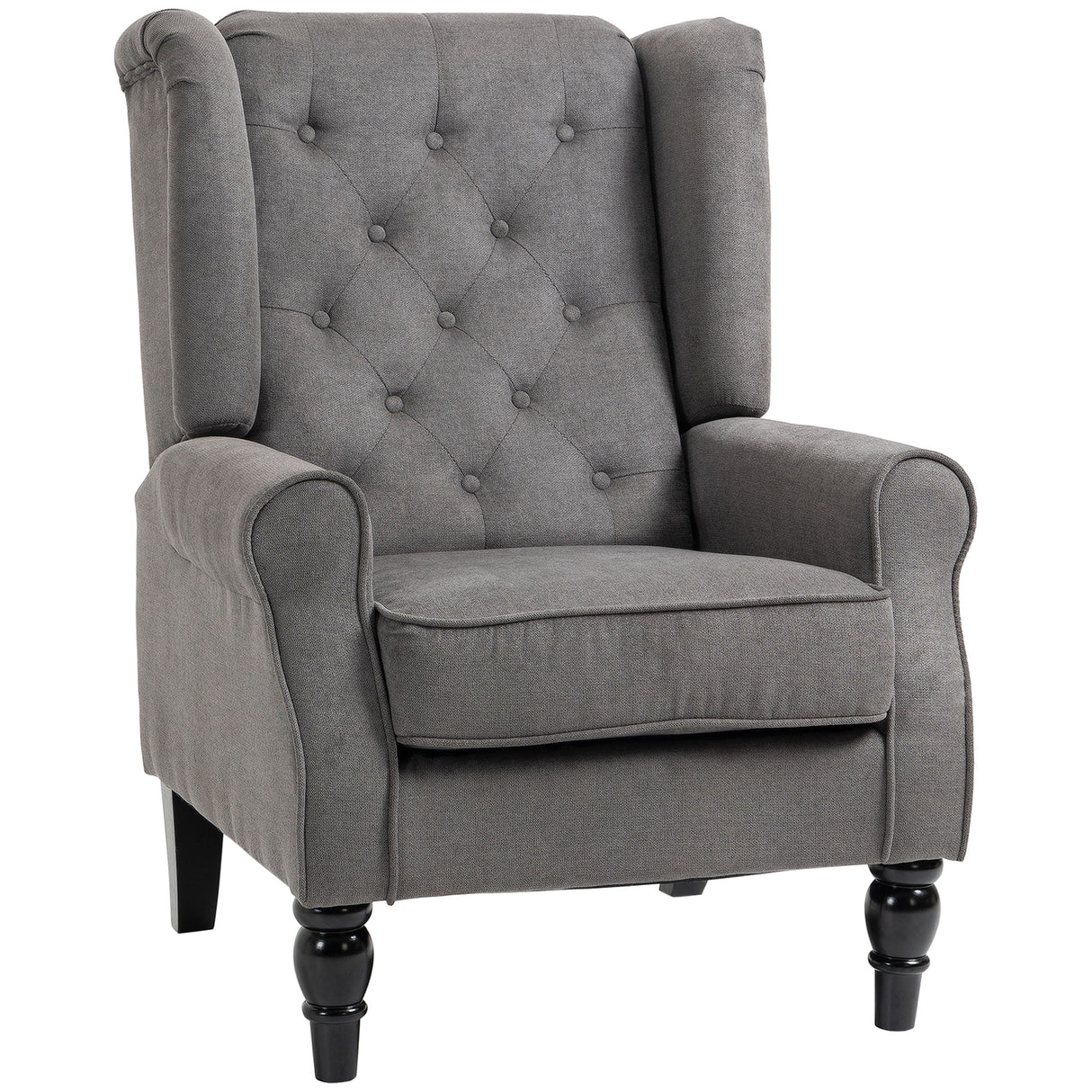 easycomfort easycomfort poltrona da salotto stile francese con gambe in legno e cuscini sfoderabili 74x86x102 cm grigio