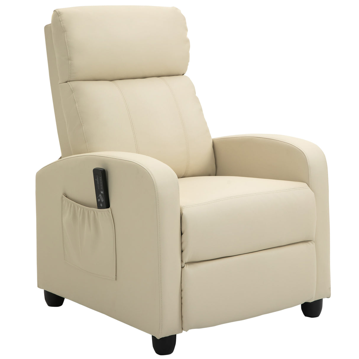 easycomfort easycomfort poltrona relax massaggiante con telecomando e 8 programmi reclinazione e poggiapiedi 68x88x98cm crema