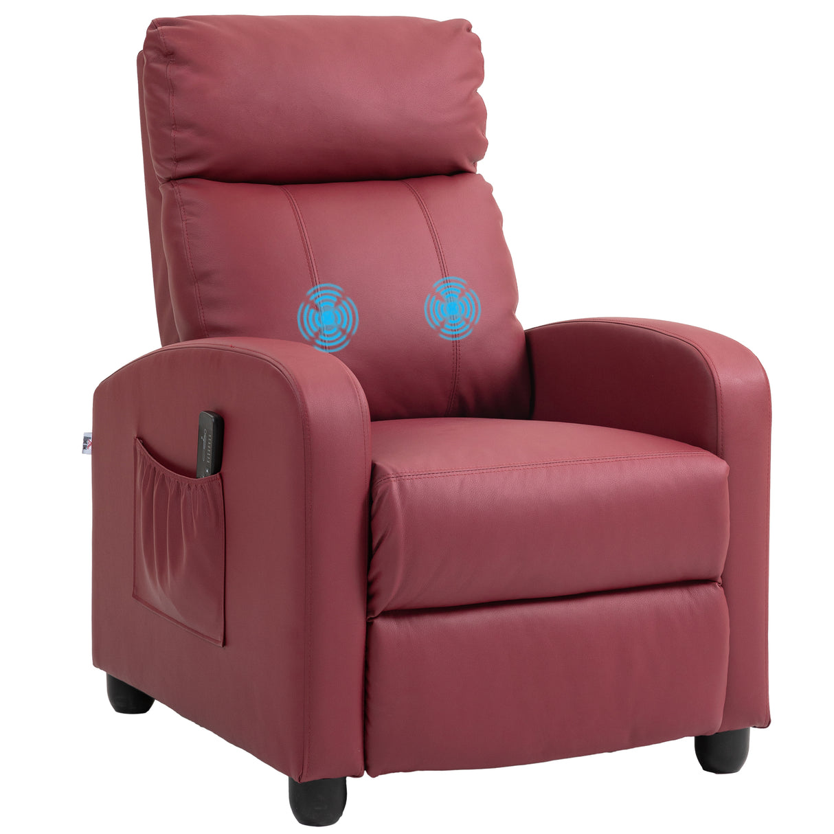 easycomfort easycomfort poltrona relax massaggiante con telecomando e 8 programmi reclinazione e poggiapiedi rosso