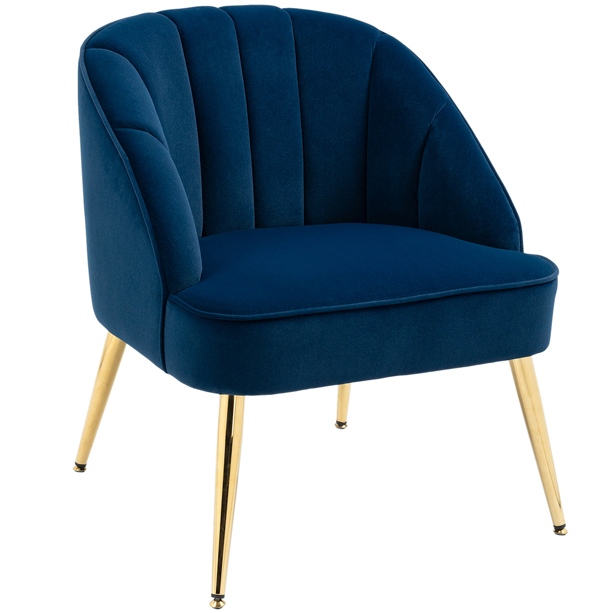 easycomfort easycomfort poltroncina da camera in velluto con gambe in acciaio dorate 65x64x77cm blu scuro