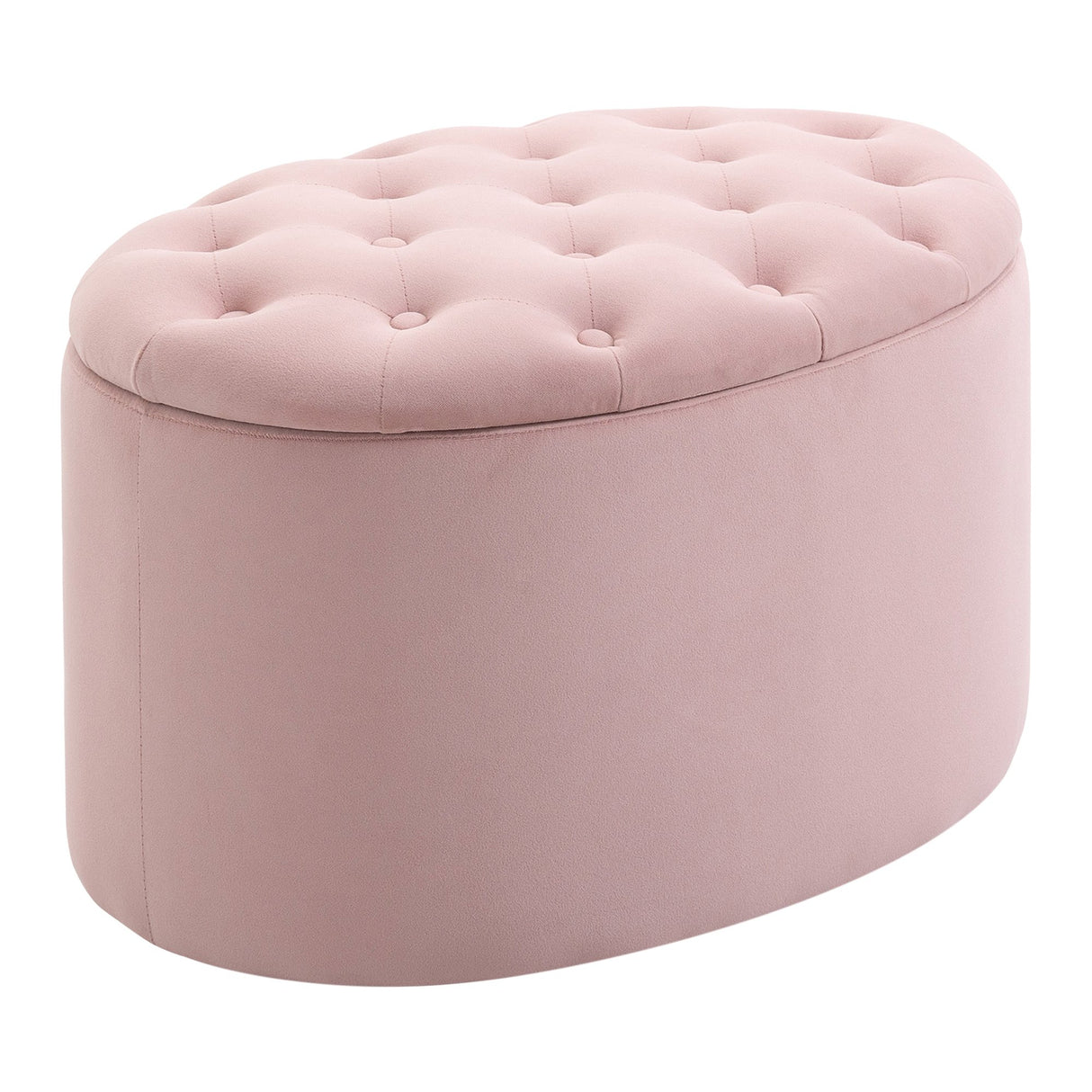 easycomfort easycomfort pouf contenitore ovale imbottito e trapuntato in velluto 71x52x42cm rosa