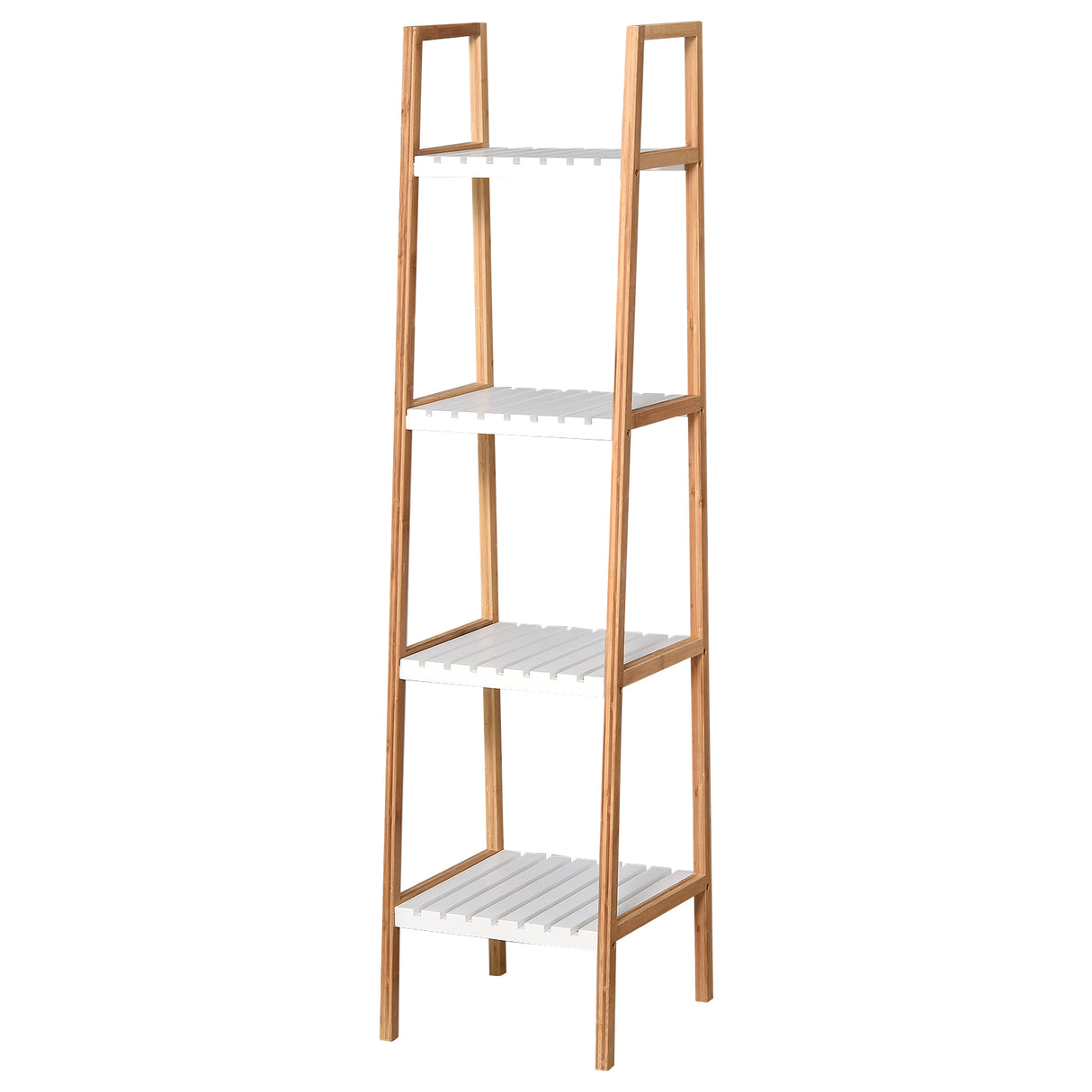 easycomfort easycomfort scaffale per il bagno a scala con 4 ripiani in legno di pino e bambu 35x36x138 5 cm bianco e legno
