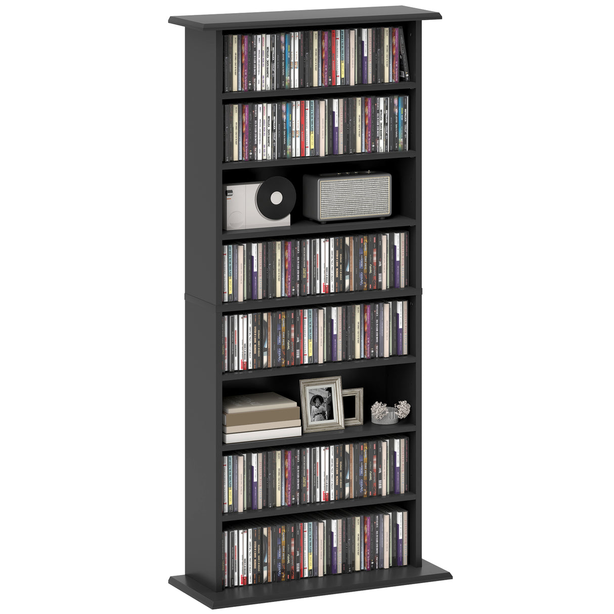 easycomfort easycomfort scaffale porta cd con 6 ripiani regolabili capacita di 360 cd185 dvd 58x24x124 5 cm nero