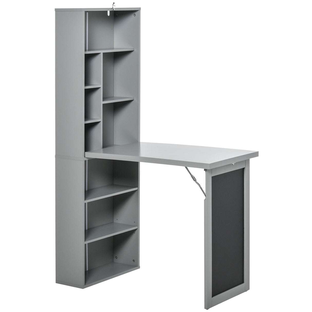 easycomfort easycomfort scrivania pc pieghevole con libreria a 9 ripiani in legno e metallo 98x51x153 cm grigio