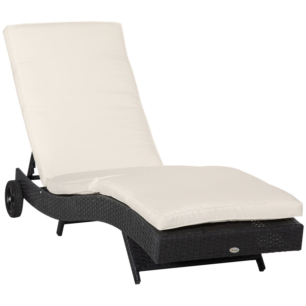 easycomfort easycomfort sdraio da giardino in rattan pe con schienale regolabile e cuscino 207x70x70cm nero