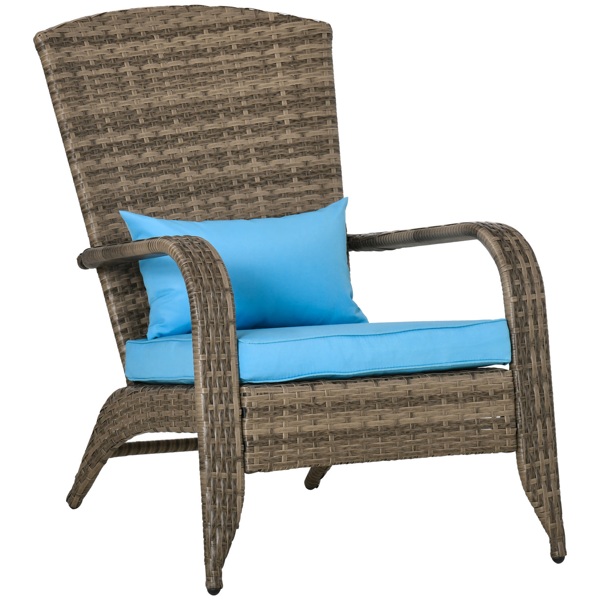 easycomfort easycomfort sedia da giardino adironrack con braccioli in rattan e acciaio 64x80x90 cm marrone e blu