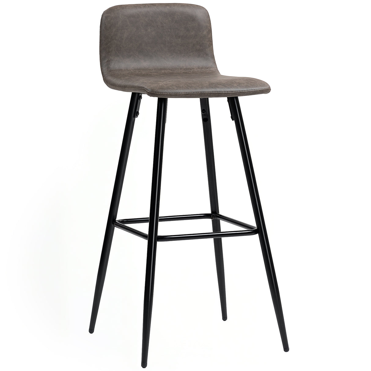 easycomfort easycomfort set 2 sgabelli bar con schienale basso e poggiapiedi rivestimento in pu e gambe in acciaio marrone scuro