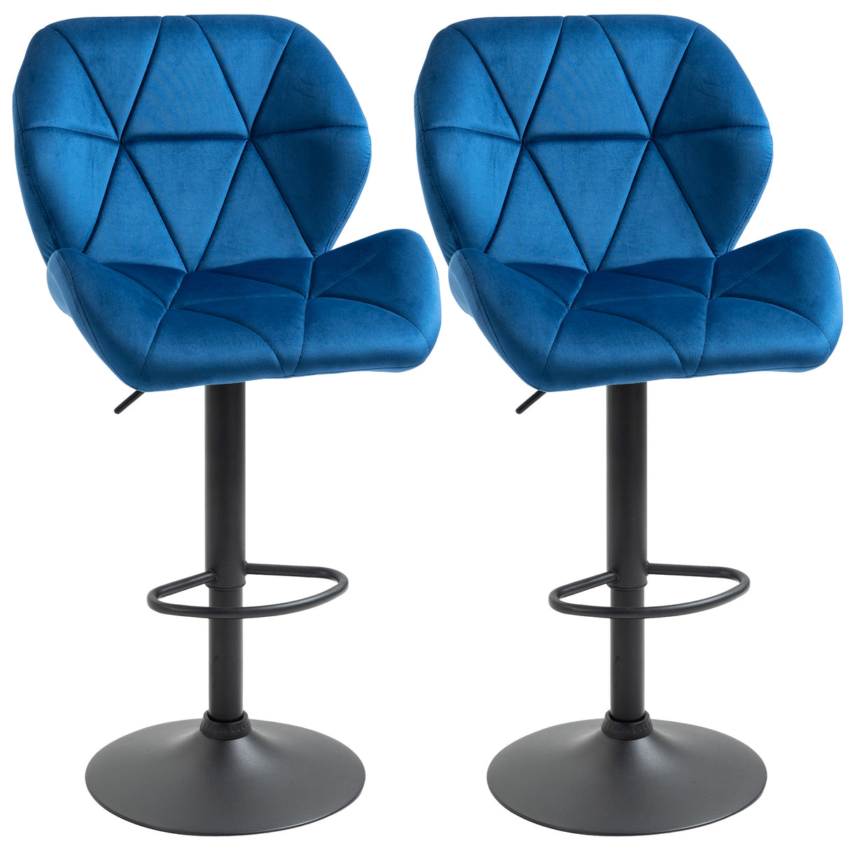 easycomfort easycomfort set 2 sgabelli da bar girevoli con altezza regolabile rivestimento velluto e base rotonda 51 5x57 5x93 114 5cm blu
