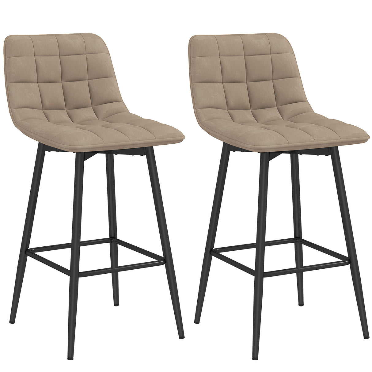 easycomfort easycomfort set 2 sgabelli da cucina stile nordico in tessuto effetto velluto e metallo 45x47x84 cm marrone