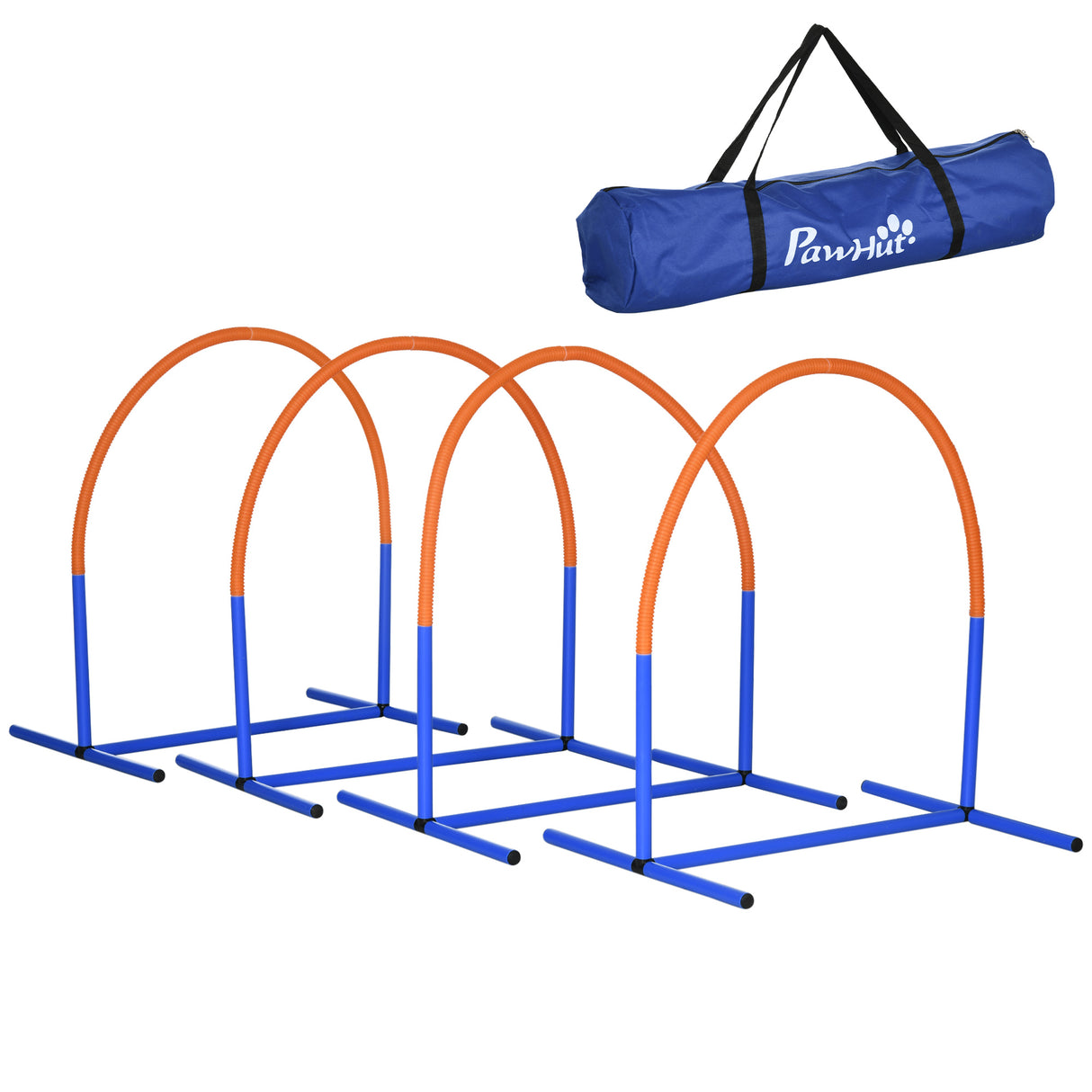 easycomfort easycomfort set agility dog con 4 archi componibili e borsa da trasporto in pe e abs 88x64x95 cm blu e arancione