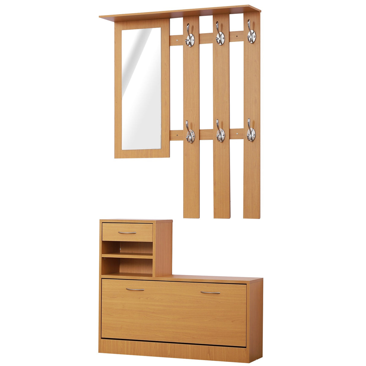 easycomfort easycomfort set mobili ingresso moderno con scarpiera e specchio appendiabiti da ingresso con 6 ganci 2 ripiani regolabili e cassetti in legno per corridoio 90x24x177 cm legno ean 8054144130729