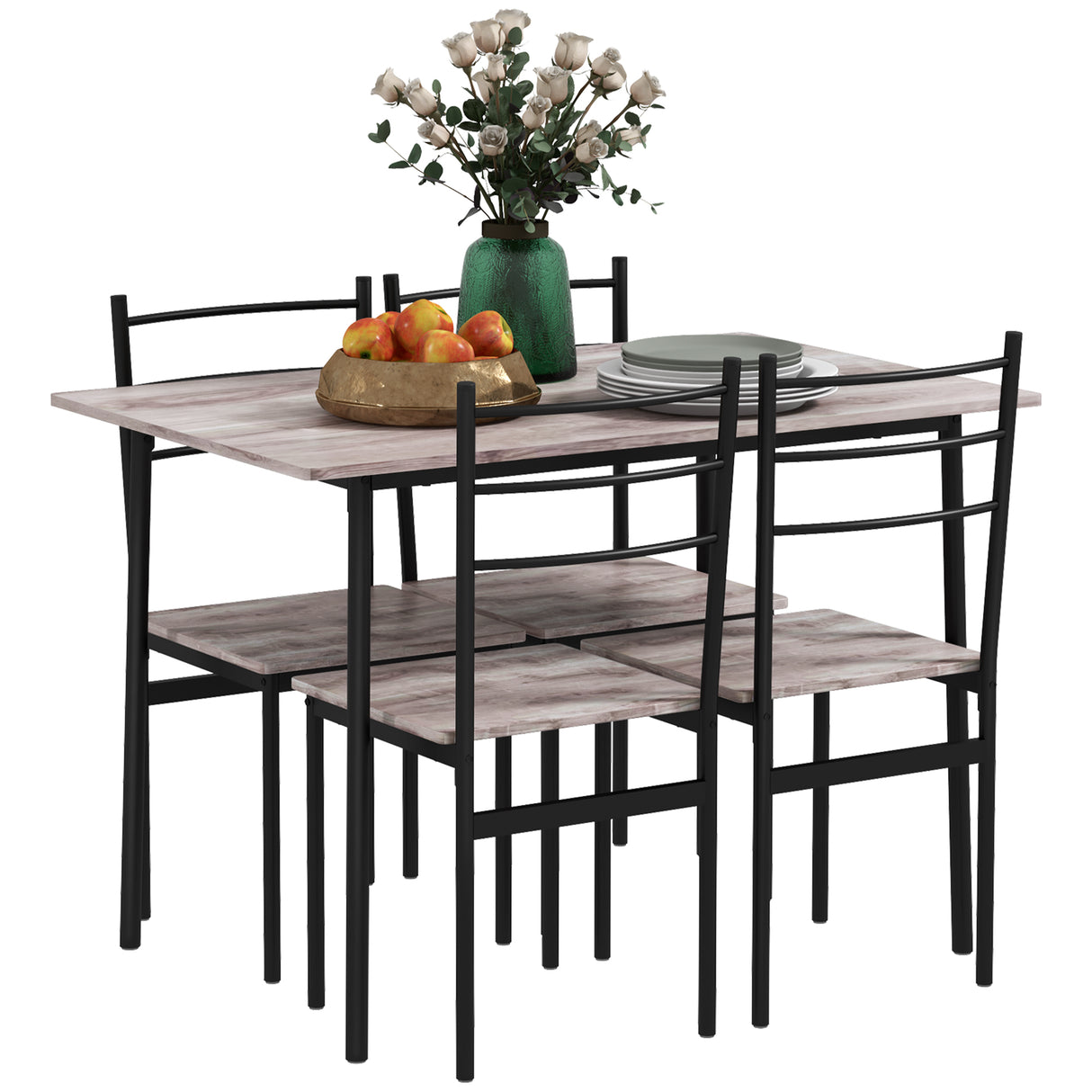 easycomfort easycomfort set tavolo e sedie 5 pezzi salvaspazio con tavolo da cucina rettangolare e 4 sedie moderne in mdf e acciaio