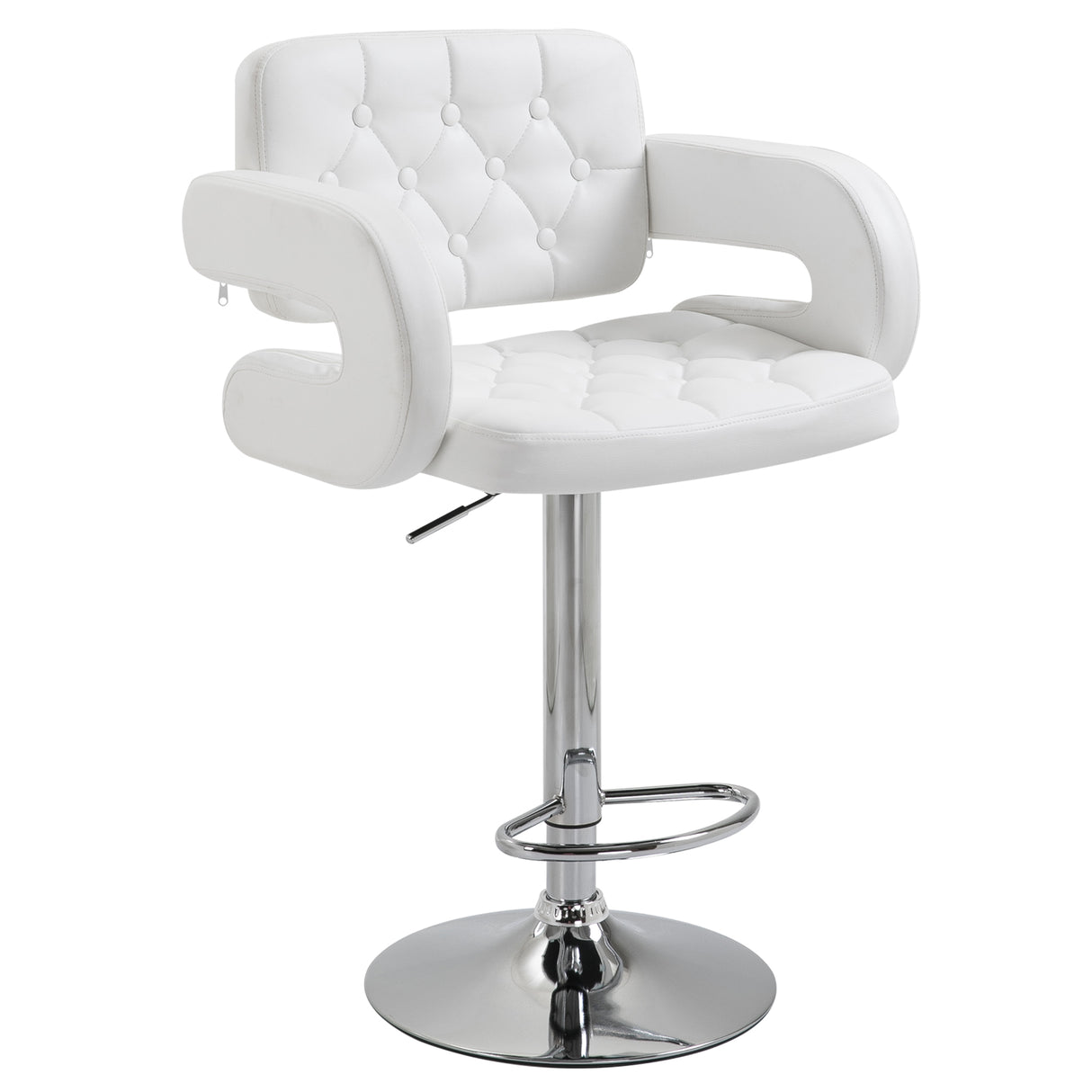 easycomfort easycomfort sgabello da bar alto con schienale e braccioli sgabello da cucina moderno girevole con altezza regolabile e poggiapiedi in finta pelle 61x50x94 114cm bianco ean 8054144130910
