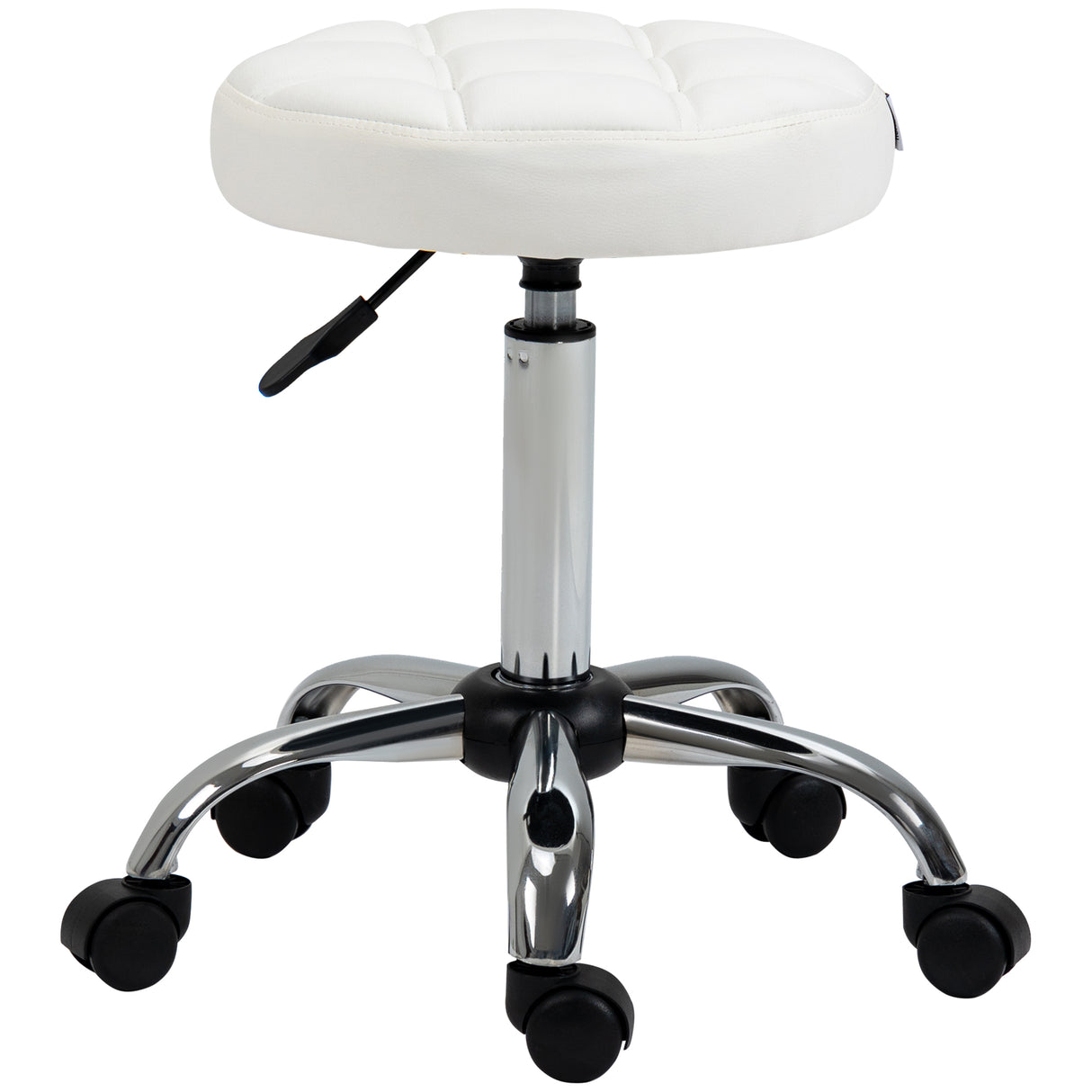 easycomfort easycomfort sgabello girevole rotondo con ruote altezza regolabile e rivestimento in finta pelle bianco