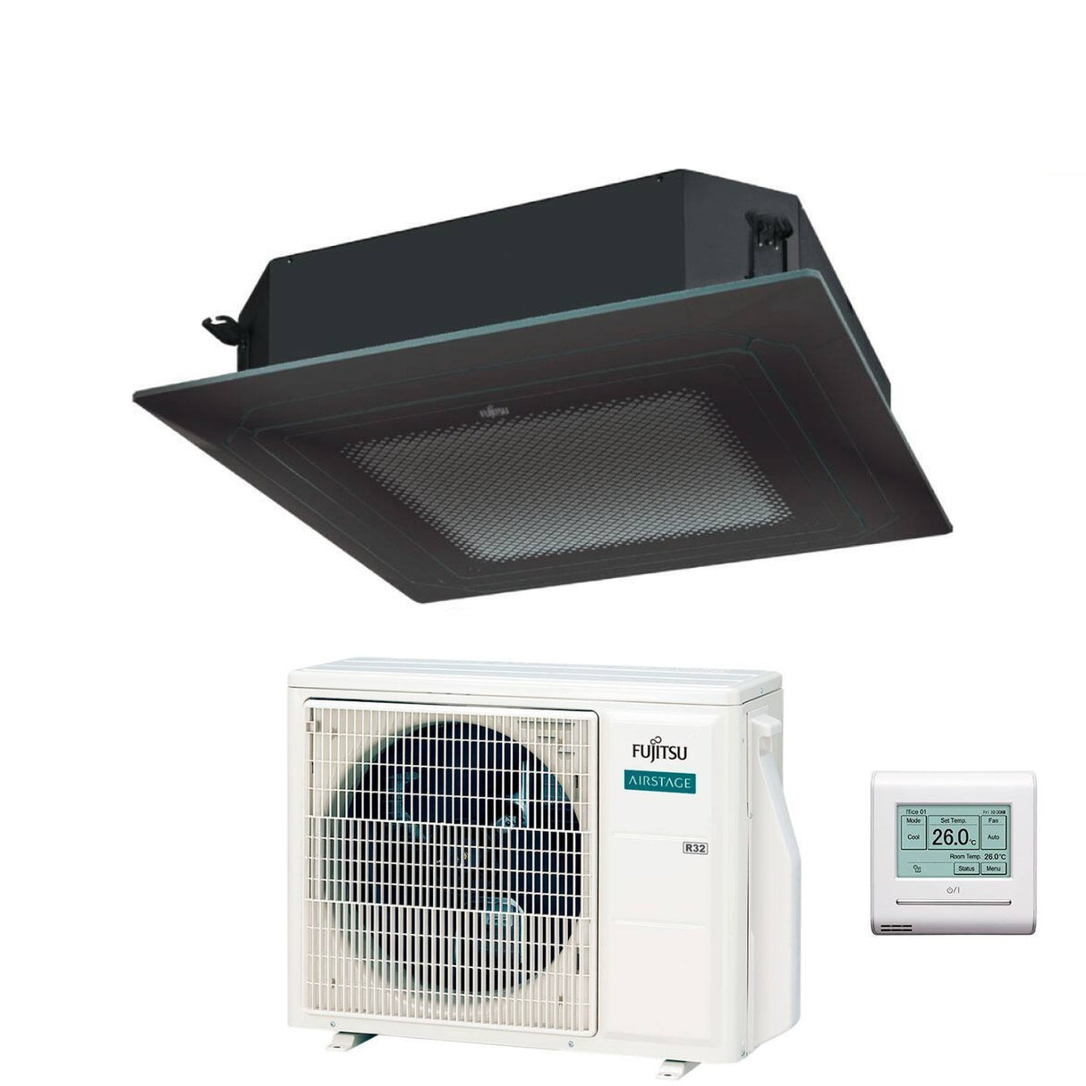 fujitsu condizionatore a cassetta fujitsu kr eco circular flow black 18000 btu auxg18krlb r 32 wi fi optional con griglia e filocomando