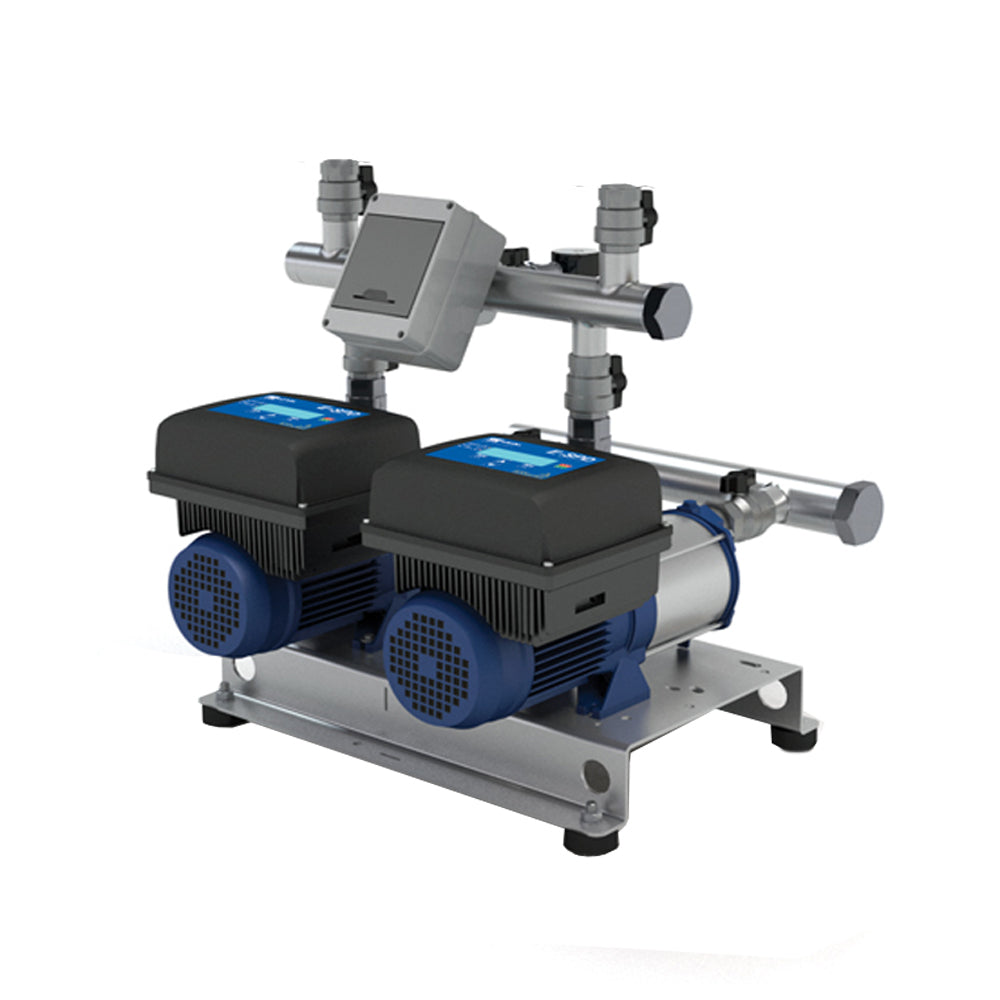 gruppo di pressurizzazione ebara con 2 pompe multistadio orizzontali in ghisa e collettori in inox 304 2gpe compact a10 espm 2001051101 senza vaso e con predisposizione montaliquidi silenzioso