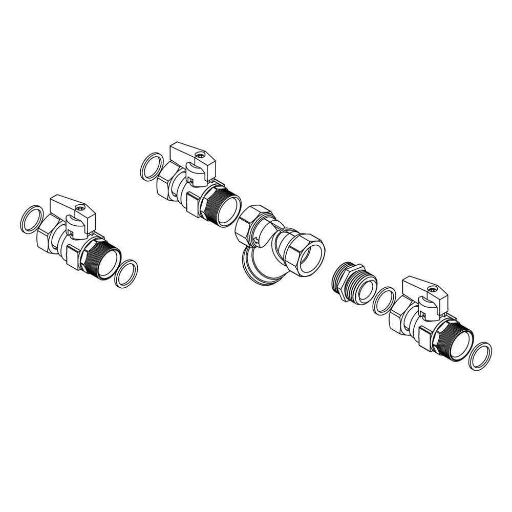 kit valvole e filtro ariston 3083059 composto da tre rubinetti a sfera e un filtro ad y per pompe di calore