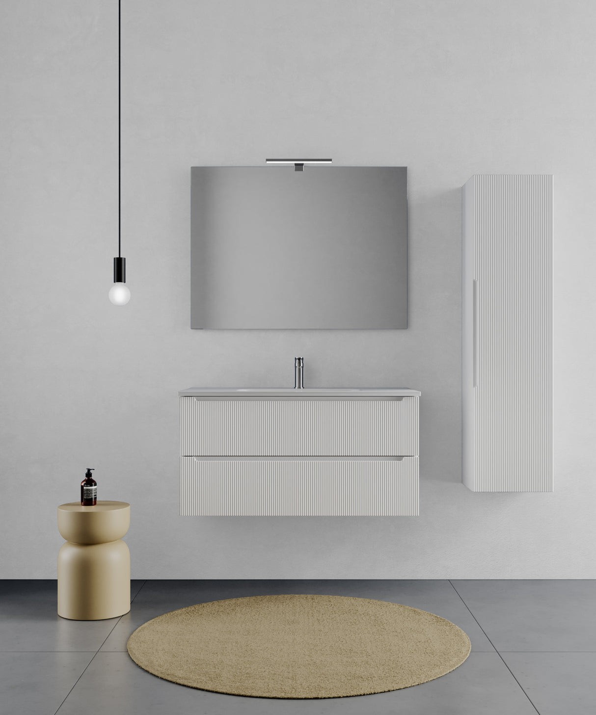 legnox consolle bagno legnox rigo 100 cm bianco neve con 2 cassetti lavabo specchio e lampada