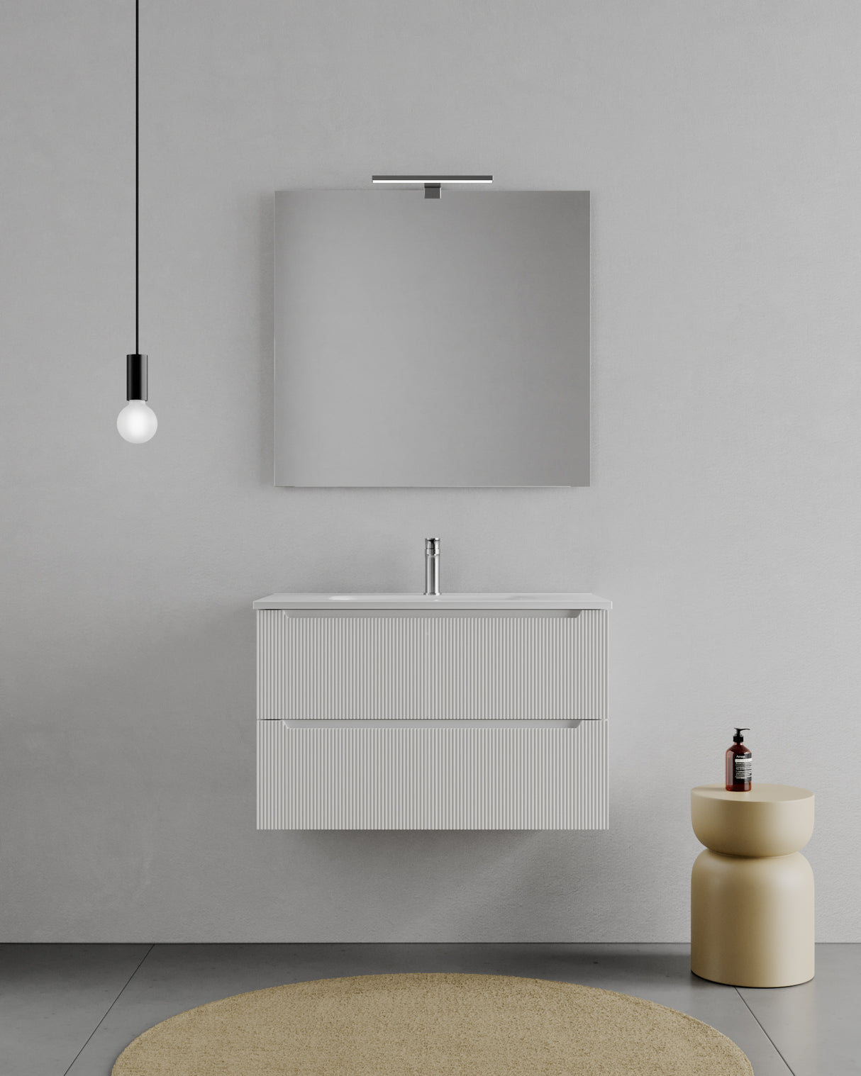 legnox consolle bagno legnox rigo 60 cm bianco neve con 2 cassetti lavabo specchio e lampada