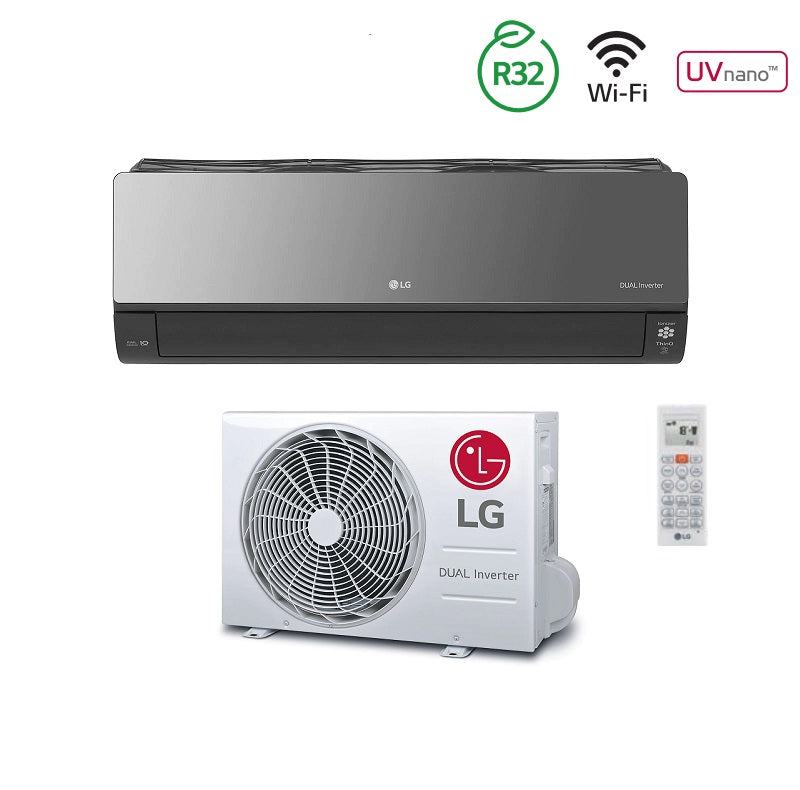 lg climatizzatore condizionatore lg inverter artcool mirror 12000 btu r 32 wi fi integrato ac12bk uv nano voice control classe aa novita