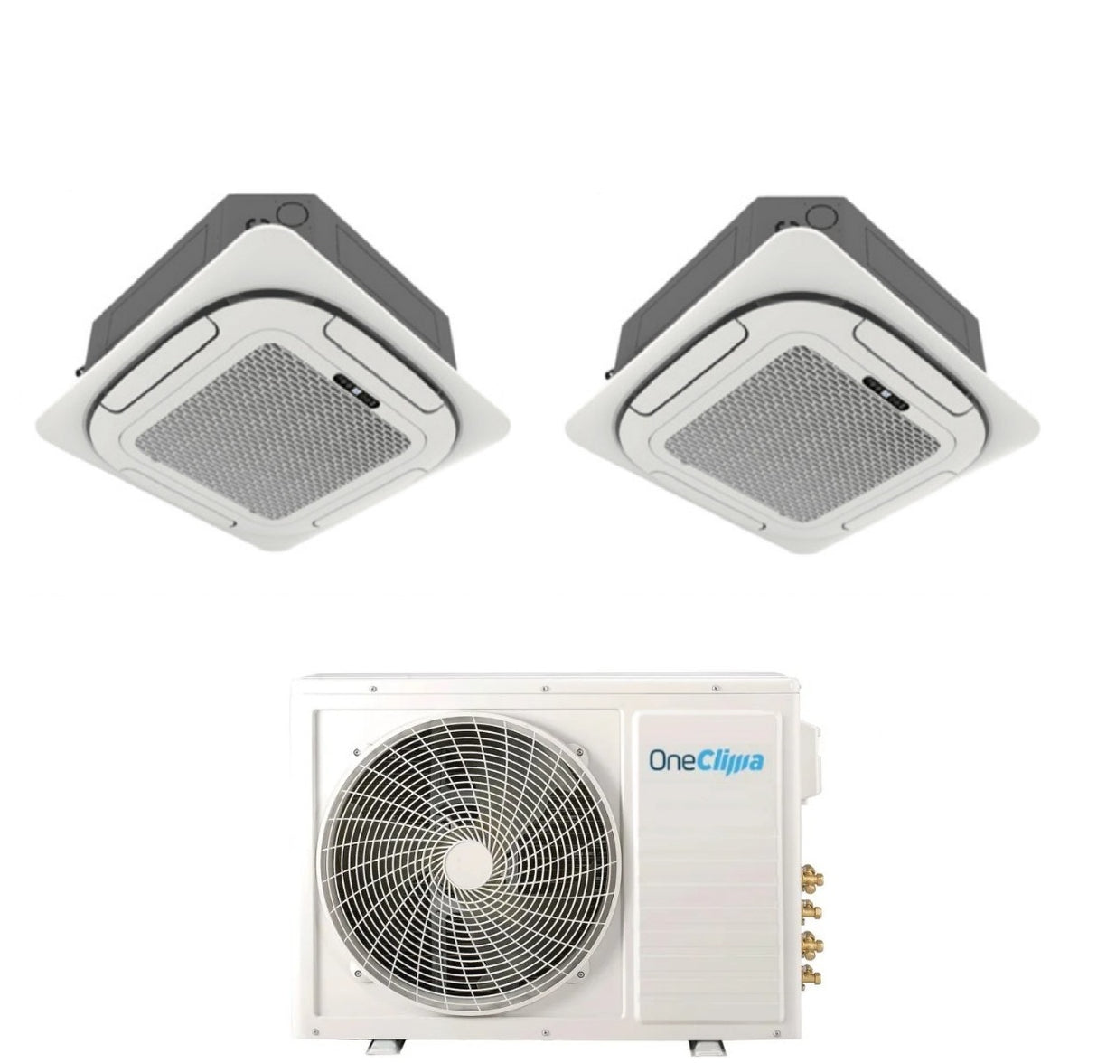 oneclima condizionatore oneclima dual split cassetta 4 vie 1212 con mlt27x3y24 r 32 wi fi optional griglia inclusa e telecomando di serie