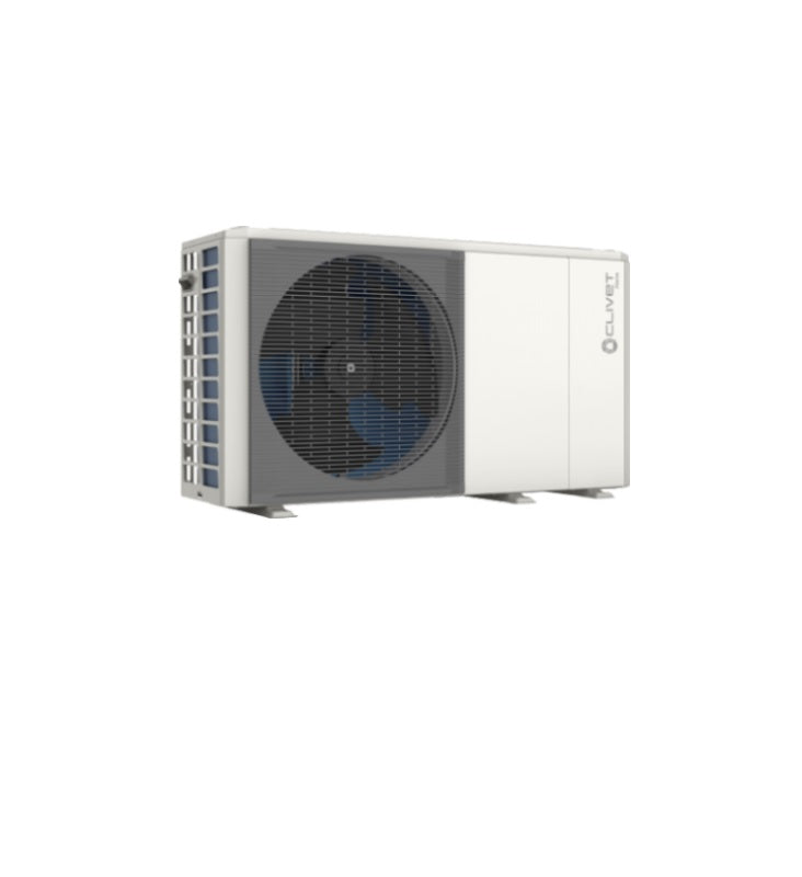pompa di calore monoblocco aria acqua inverter clivet edge evo 2.0 exc 14 10 kw wisan yme 1 s 7.1 r 32 con comando a filo e wi fi incluso