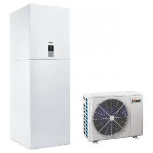 pompa di calore splittata reversibile aria acqua inverter ferroli omnia st 3.2 12t sistema con integrazione elettrica r 32 trifase con comando incluso