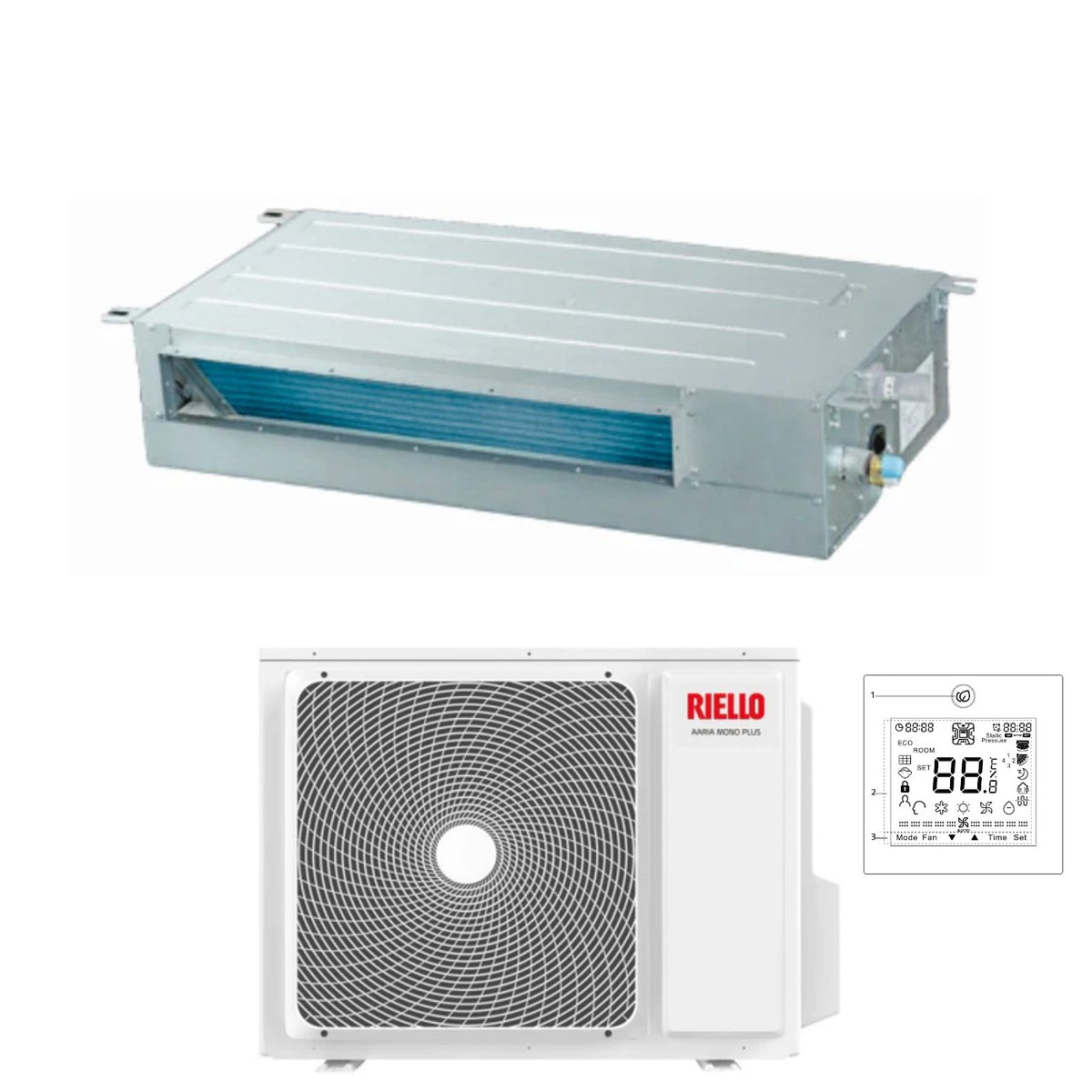 riello condizionatore canalizzato riello 12000 btu amd 35 pai 20216030 r 32 con comando a filo di serie