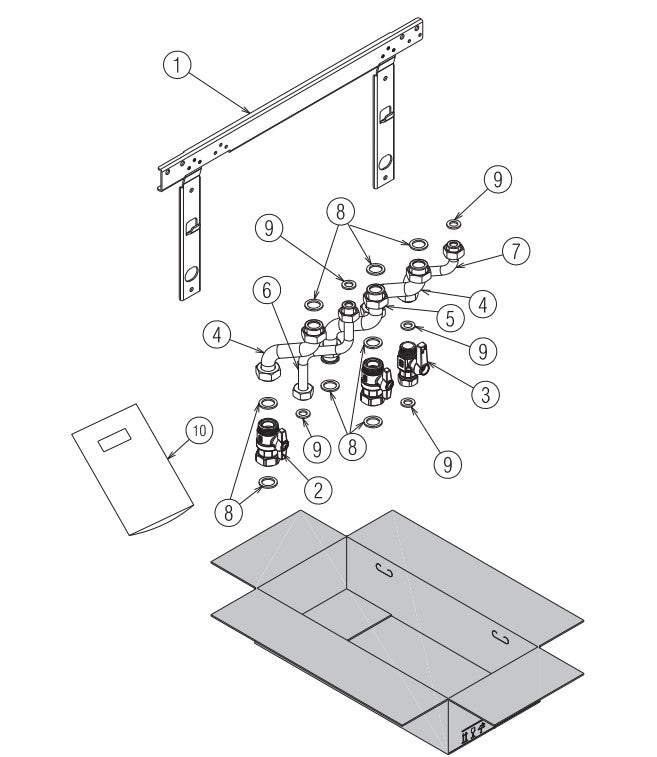 riello kit rubinetti impianto e gas per caldaia riello 25 kis