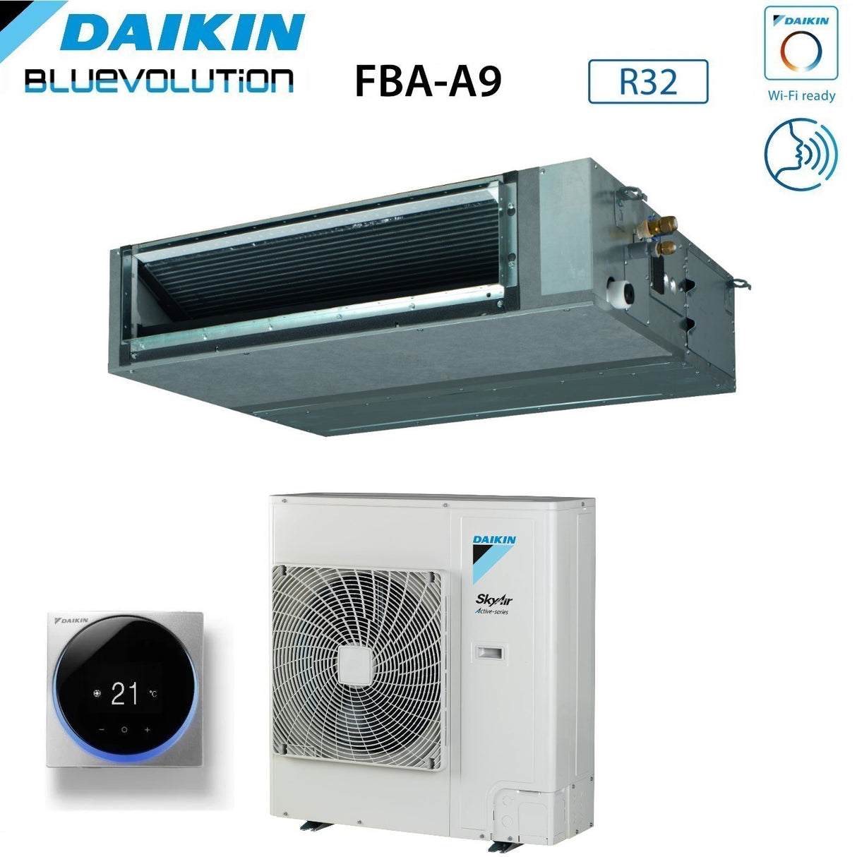 climatizzatore condizionatore daikin bluevolution canalizzato media prevalenza 36000 btu fba100a _ rzasg100mv1 monofase r 32 wi fi optional con comando a filo 5489