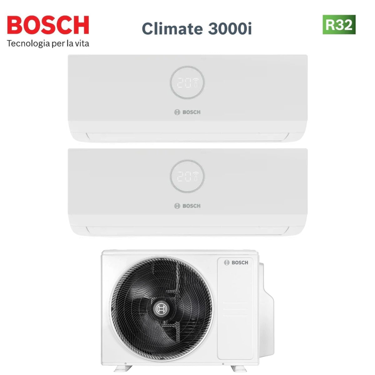 bosch climatizzatore condizionatore bosch dual split inverter serie climate 3000i 99 con cl5000m 532 e r 32 wi fi optional 90009000