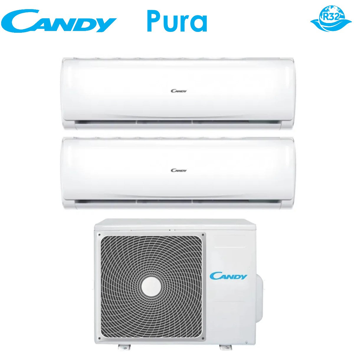 climatizzatore condizionatore candy dual split inverter serie pura 9_9 con cy 2t14aout r 32 wi fi integrato 9000_9000