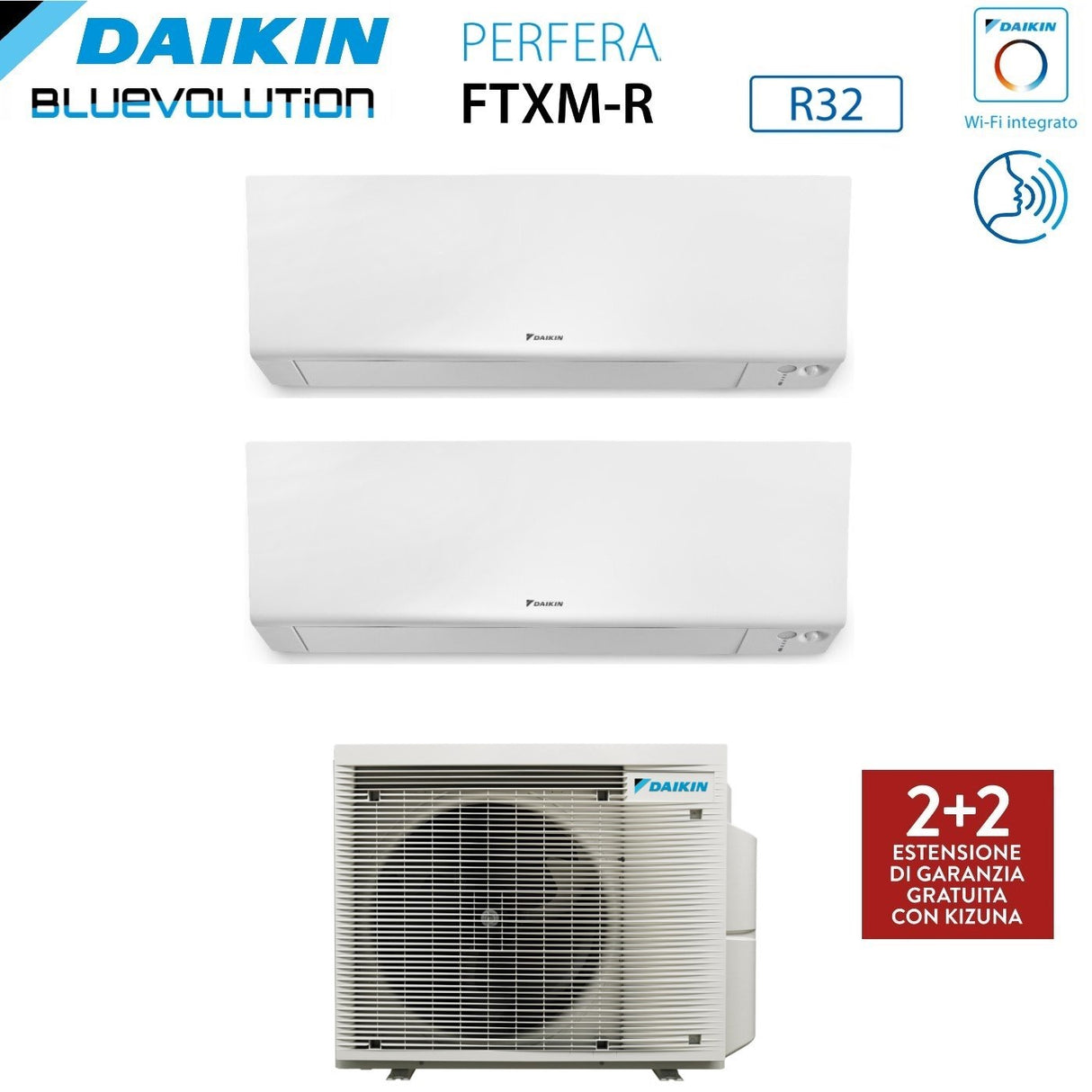 climatizzatore condizionatore daikin bluevolution dual split inverter serie ftxm r perfera wall 5+5 con 2mxm40a r 32 wi fi integrato 5000+5000 garanzia italiana 5698