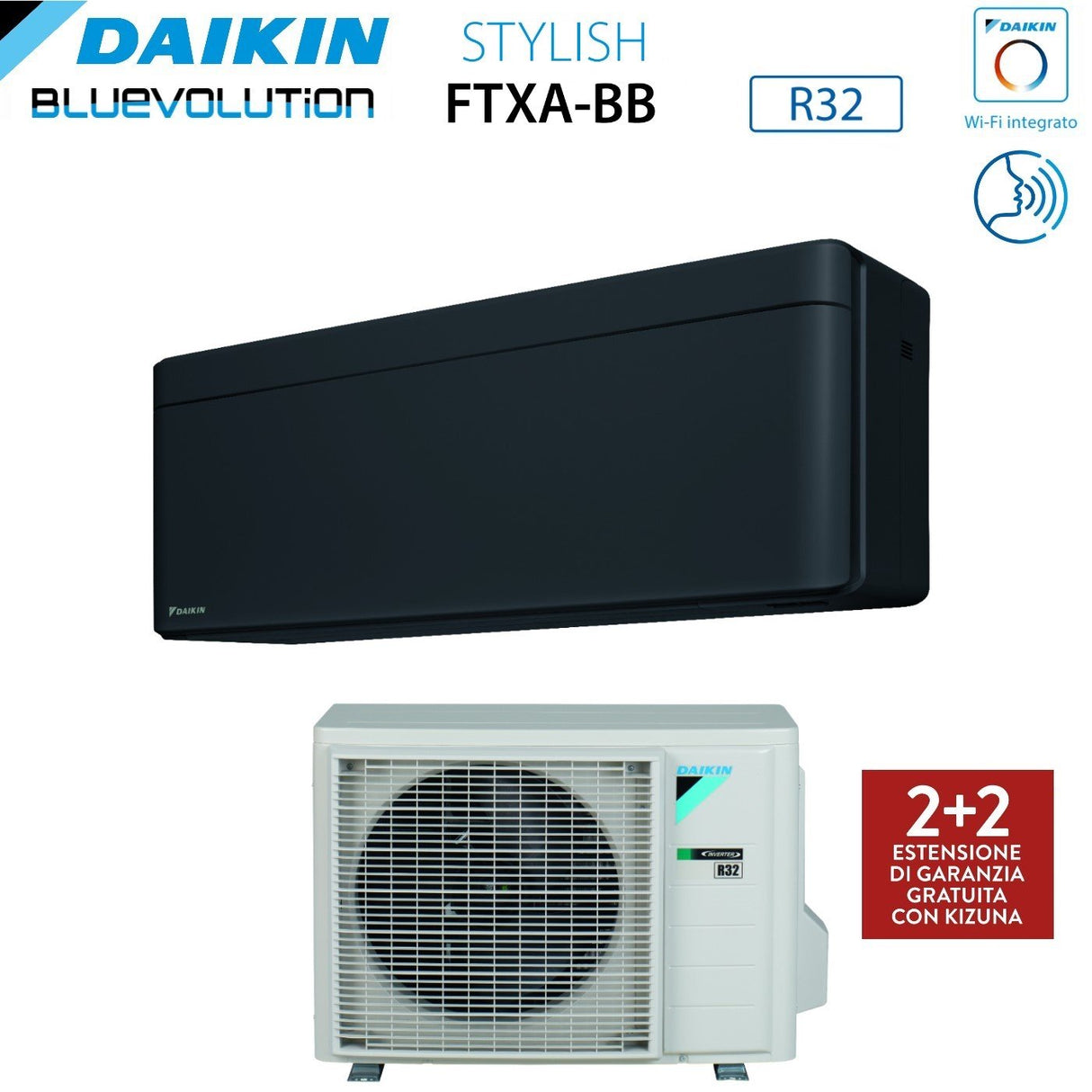 climatizzatore condizionatore daikin bluevolution inverter serie stylish total black 12000 btu ftxa35bb r 32 wi fi integrato classe a___ nero novita 2020