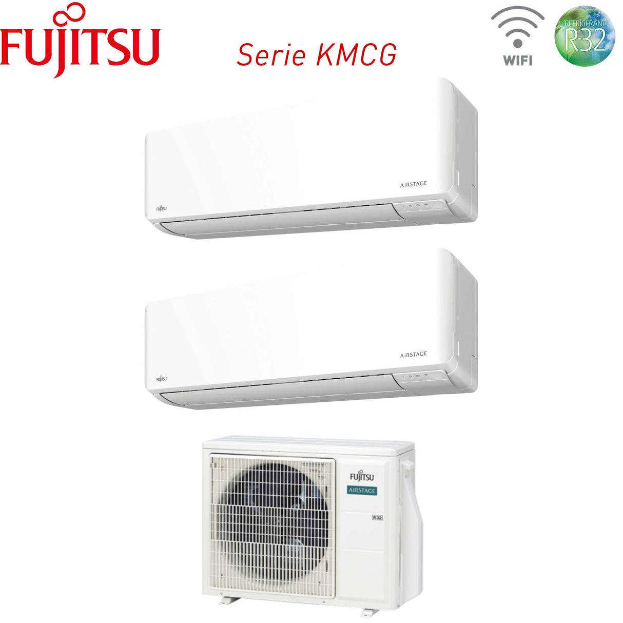 climatizzatore condizionatore fujitsu dual split inverter serie km 9_9 con aoyg14kbta2 r 32 wi fi integrato 9000_9000