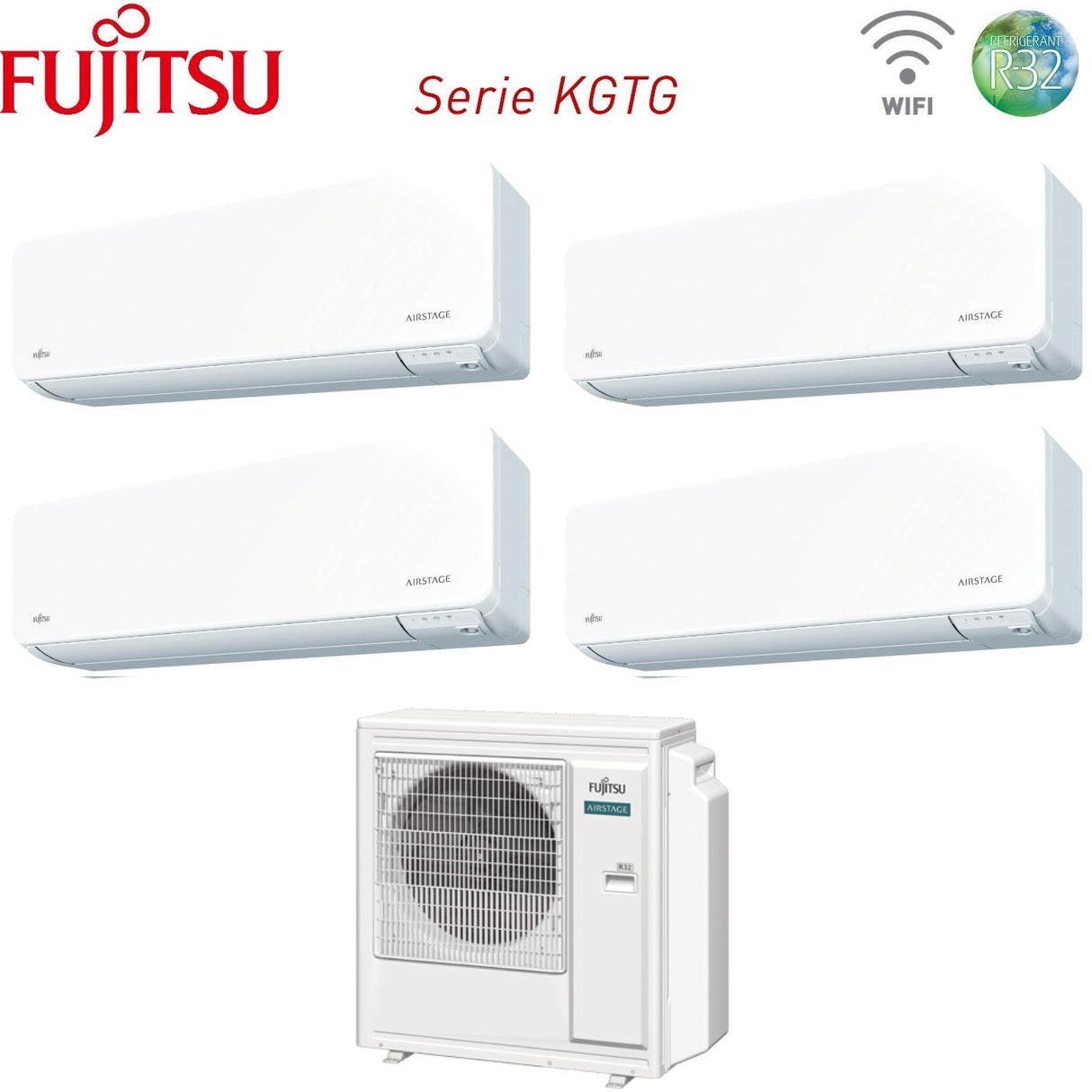 climatizzatore condizionatore fujitsu quadri split inverter serie kg 7_9_12_14 con aoyg30kbta4 r 32 wi fi integrato 7000_9000_12000_14000