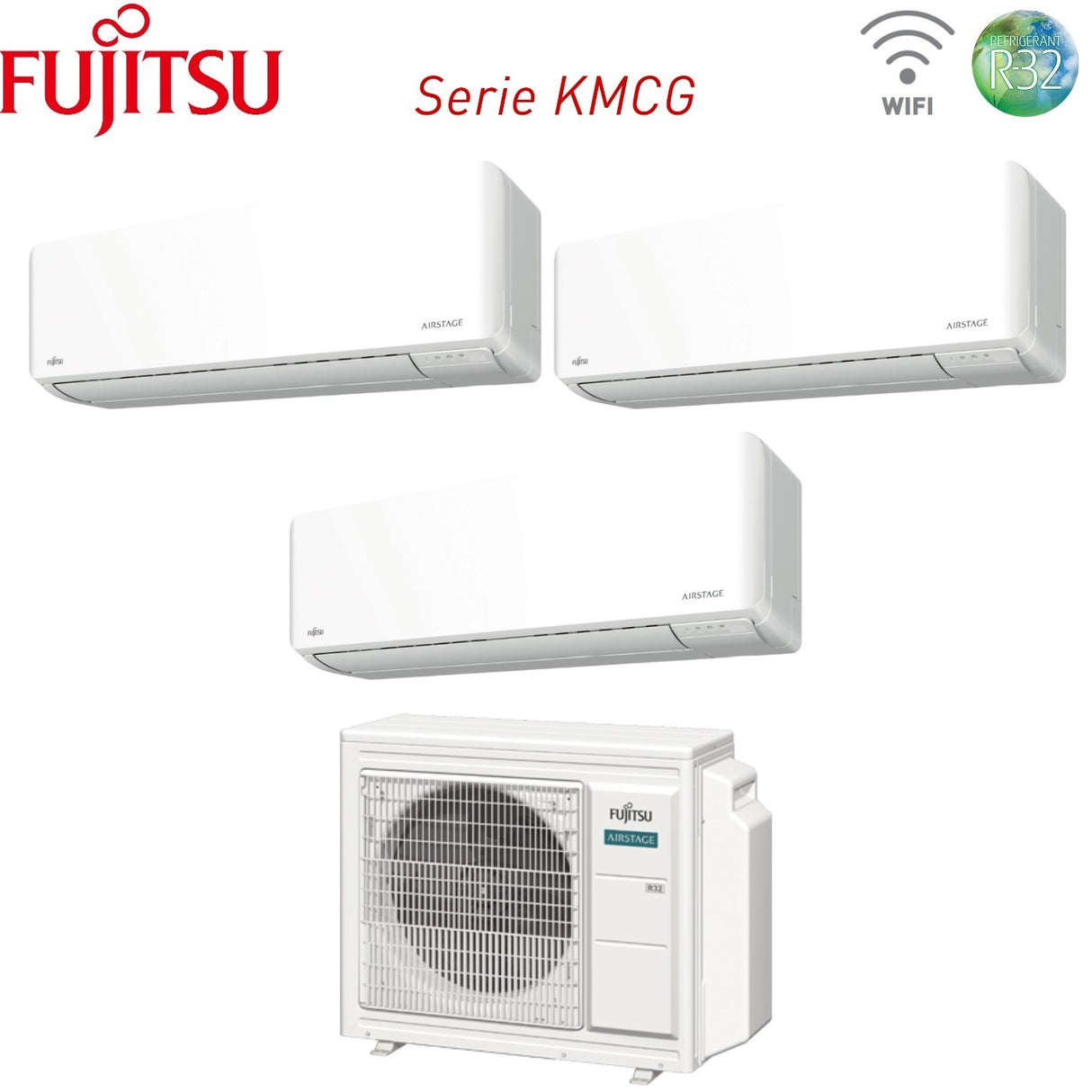 climatizzatore condizionatore fujitsu trial split inverter serie km 9_9_12 con aoyg18kbta3 r 32 wi fi integrato 9000_9000_12000