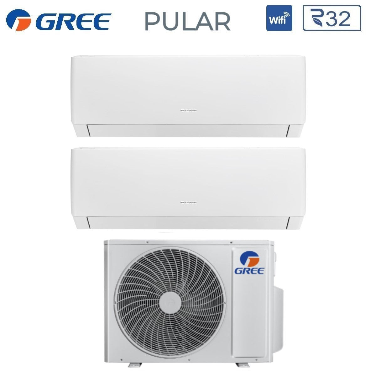 climatizzatore condizionatore gree dual split inverter serie pular 7_18 con gwhd 28 nk6oo r 32 wi fi integrato 7000_18000