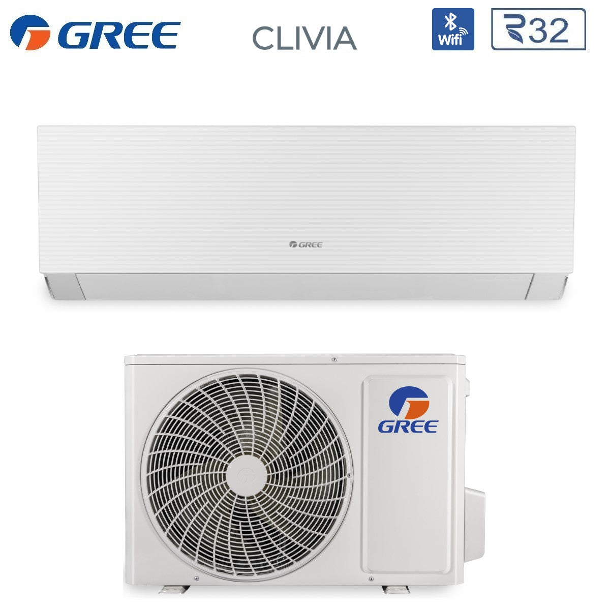 climatizzatore condizionatore gree inverter serie clivia white 12000 btu gwh12aucxb k6dna1a i r 32 wi fi integrato a__ a_ colore bianco