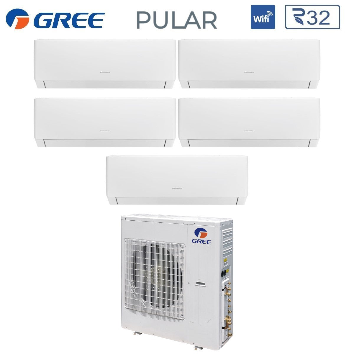 climatizzatore condizionatore gree penta split inverter serie pular 12_12_12_12_12 con gwhd 42 nk6lo r 32 wi fi integrato 12000_12000_12000_12000_12000