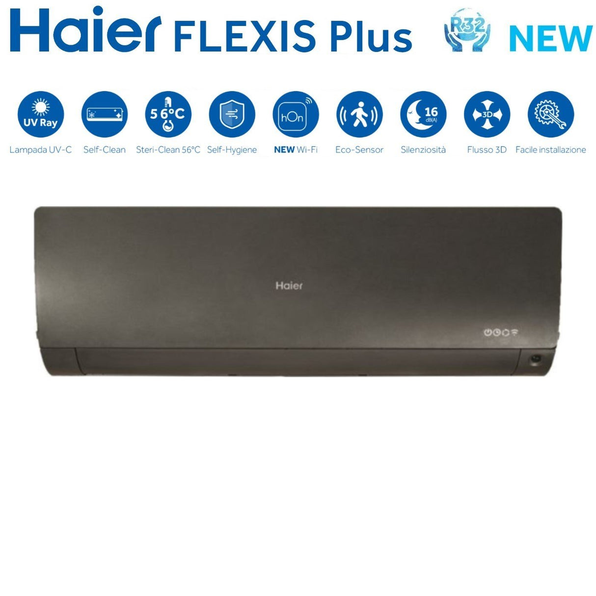 climatizzatore condizionatore haier quadri split inverter serie flexis plus black 9_9_9_12 con 4u85s2sr3fa r 32 wi fi integrato colore nero 9000_9000_9000_12000