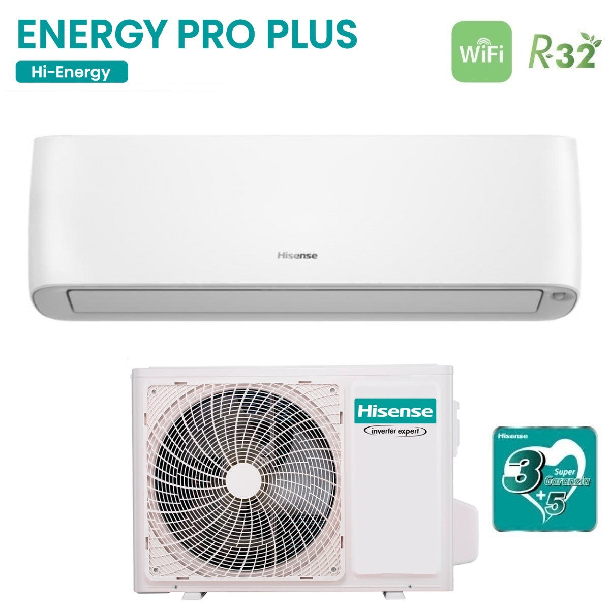 climatizzatore condizionatore hisense inverter serie energy pro plus 9000 btu qe25xv2ag + qe25xv01w r 32 wi fi integrato classe a+++ a+++