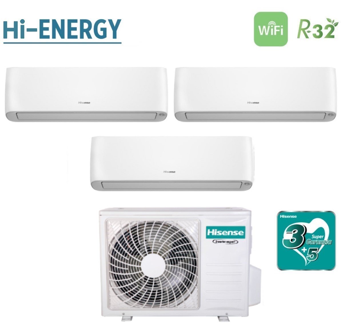 climatizzatore condizionatore hisense trial split inverter serie hi energy 9_9_9 con 3amw62u4rjc r 32 wi fi integrato 9000_9000_9000 novita