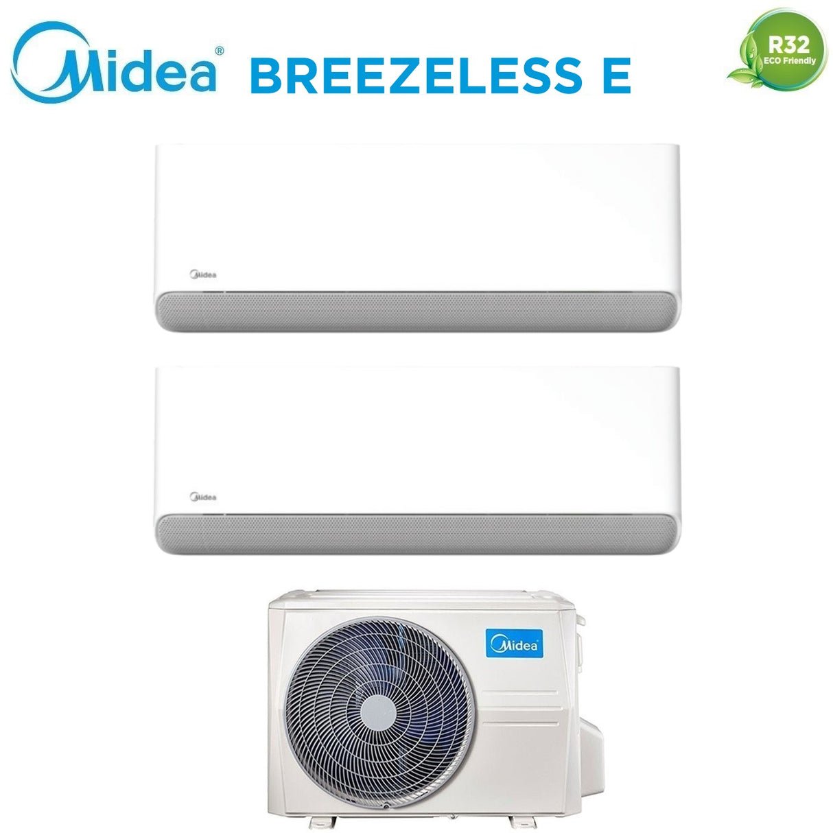 climatizzatore condizionatore midea dual split inverter serie breezeless e 9+12 con m2og 14hfn8 q r 32 wi fi integrato 9000+12000