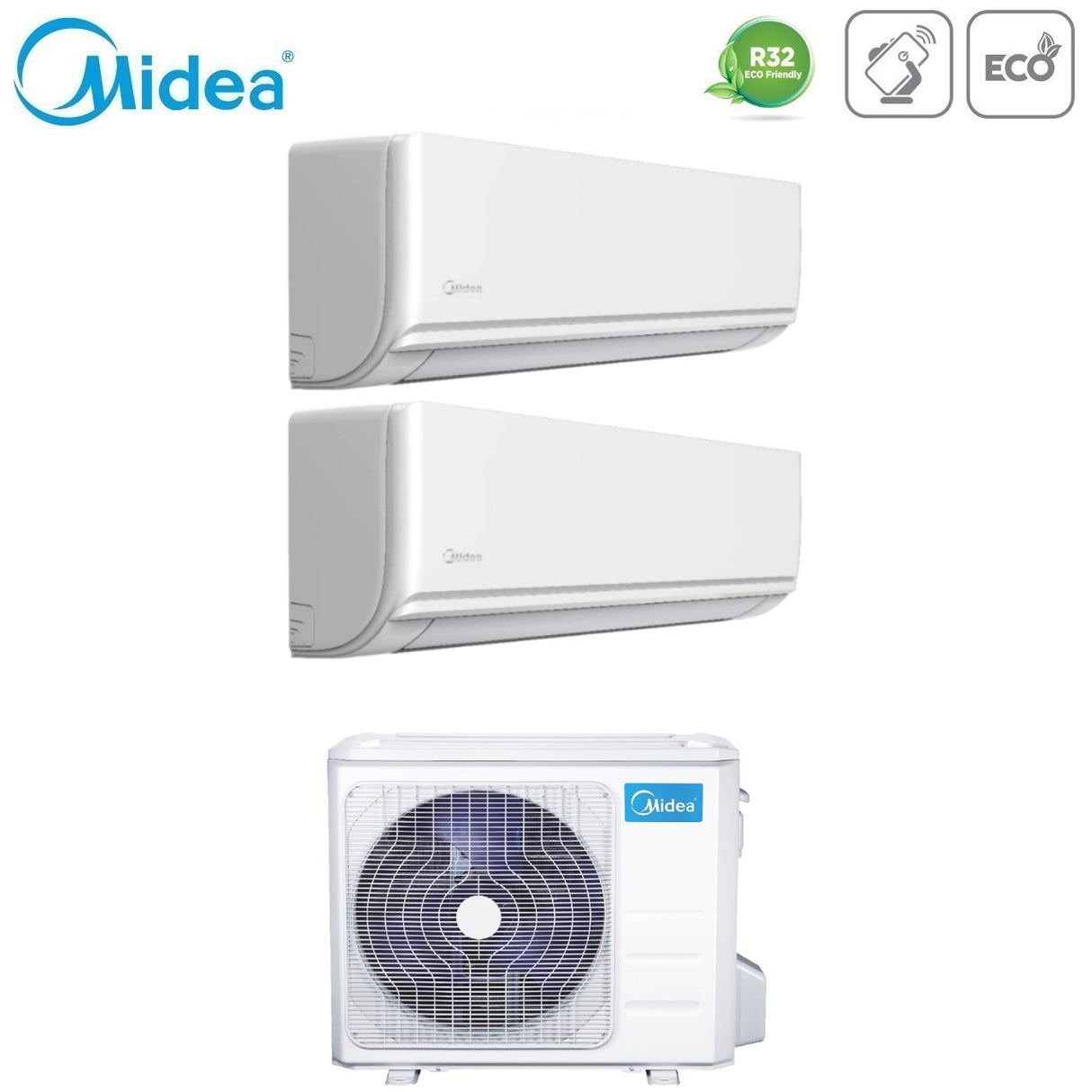 climatizzatore condizionatore midea dual split inverter serie exclusive 18+18 con m4o 36fn8 q r 32 wi fi optional 18000+18000