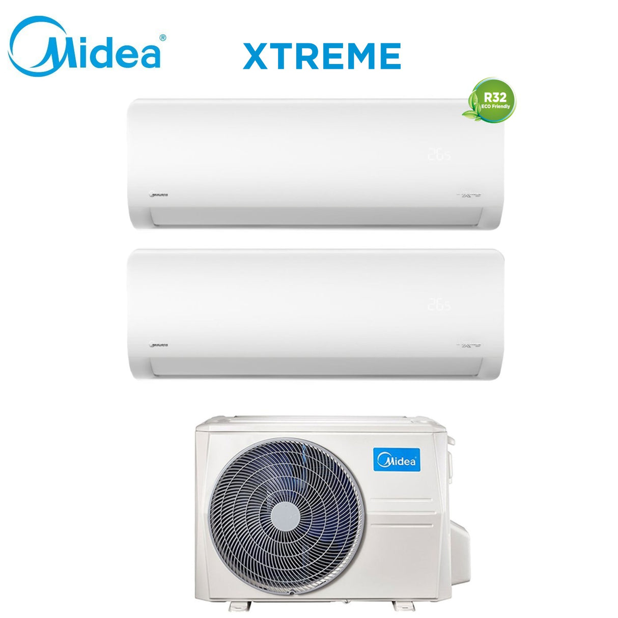 climatizzatore condizionatore midea dual split inverter serie xtreme 12_18 con m4o 36fn8 q r 32 wi fi integrato 12000_18000 novita
