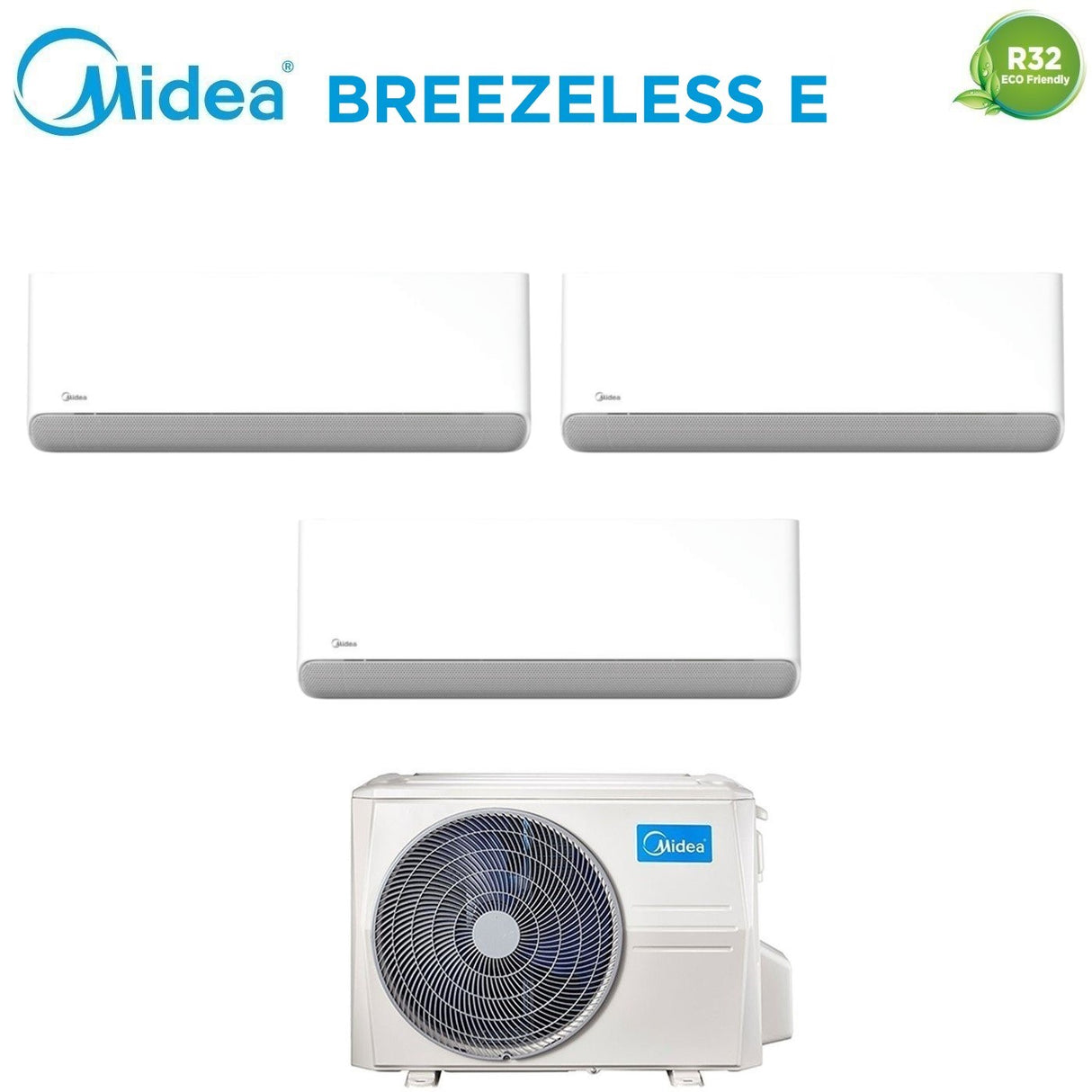 climatizzatore condizionatore midea trial split inverter serie breezeless e 9+12+12 con m3oa 27hfn8 q r 32 wi fi integrato 9000+12000+12000
