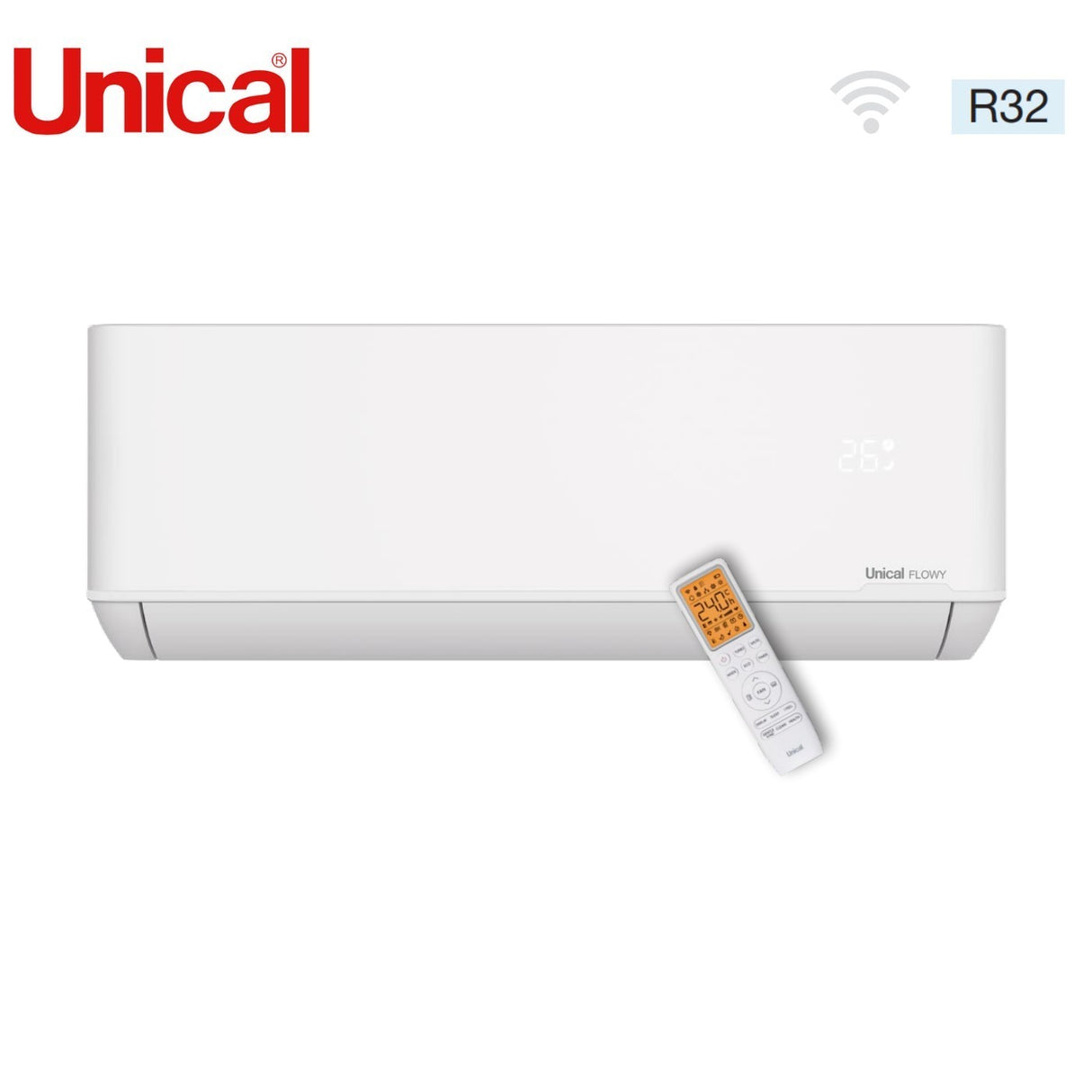 climatizzatore condizionatore unical inverter serie flowy 24000 btu flwy 24h r 32 wi fi optional classe a__ a_