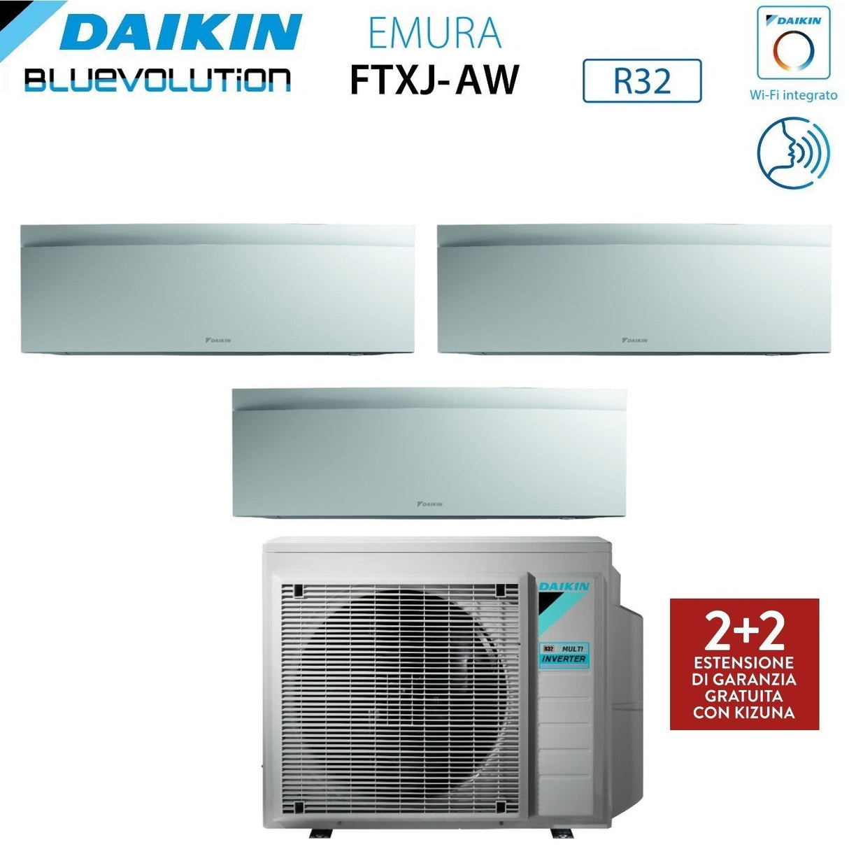 daikin condizionatore daikin bluevolution trial split emura white iii 91218 con 3mxm68a r 32 wi fi integrato bianco opaco garanzia italiana ean 8059657065063