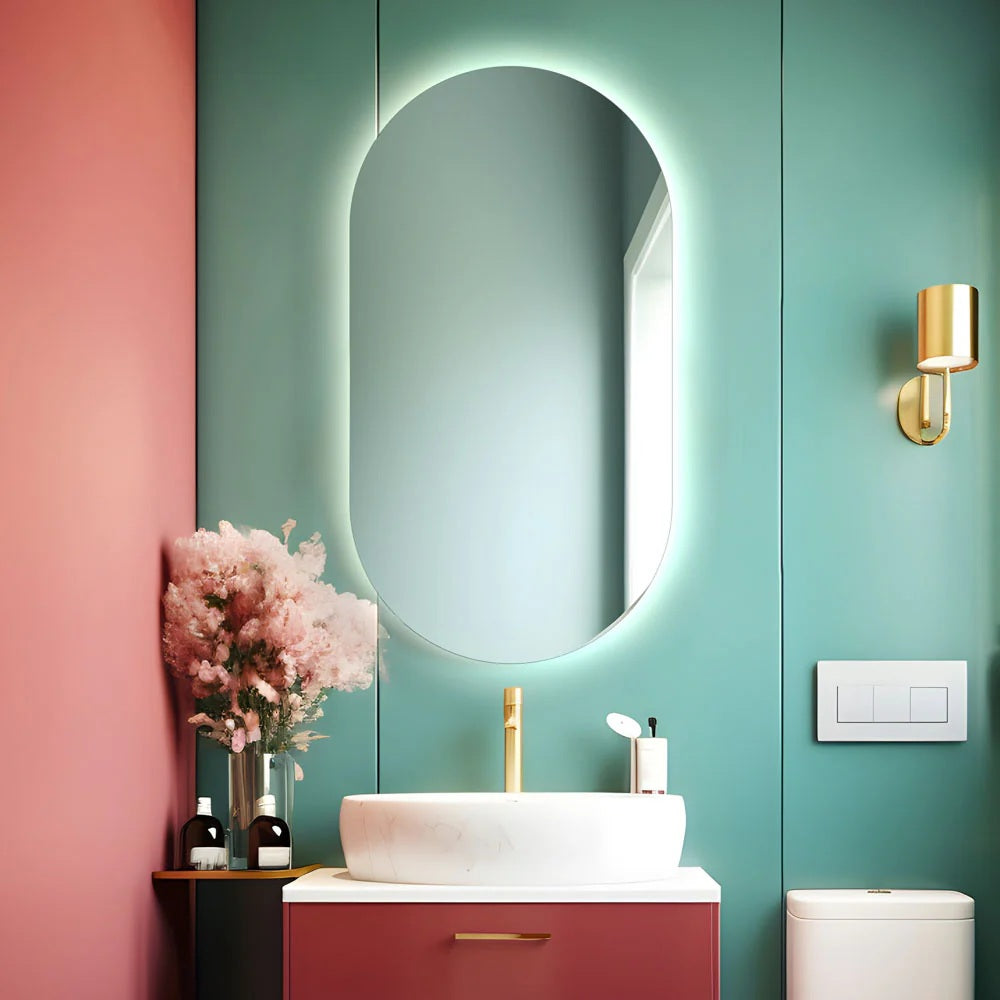 divina garden specchio da bagno ovale retroilluminato reversibile olivia led 50x90 ean 8056157809500